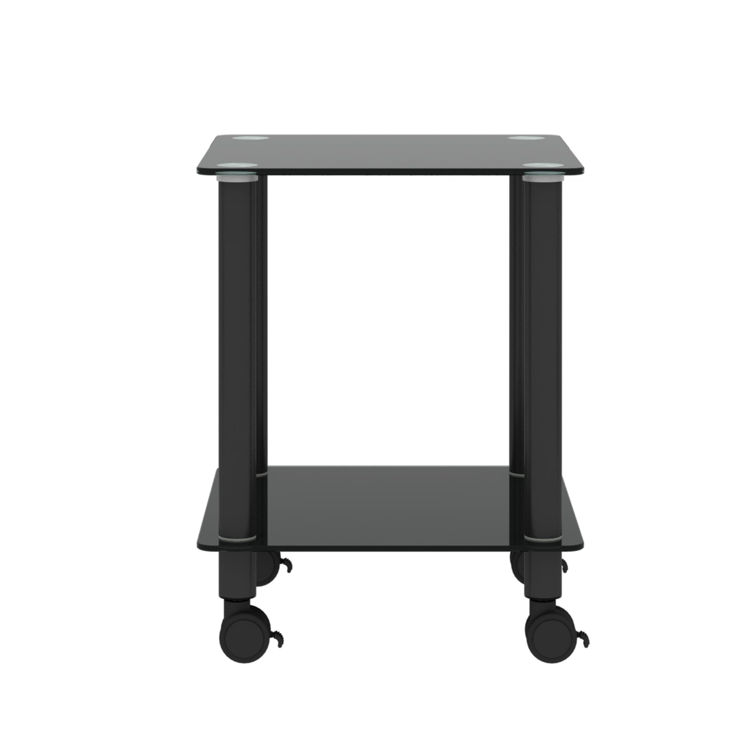 2-Piece Black Side Table: 2-Tier Space End Table, Modern Night Stand with Storage Shelve