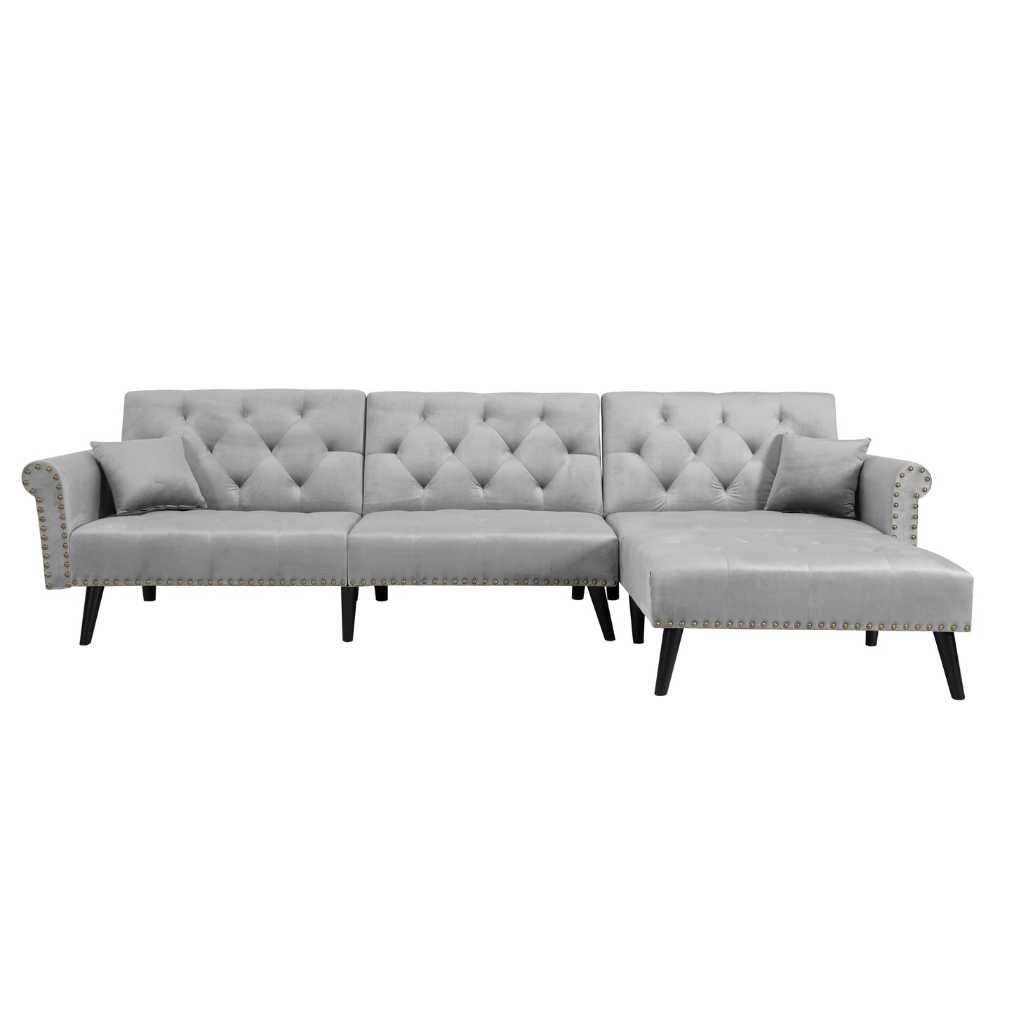 Convertible Sofa Bed Sleeper in Light Grey Velvet - Stylish and Versatile Furniture for Comfortable Sleep - Available in Multiple Sizes (W223S00002, W223S00456, W223S00708)