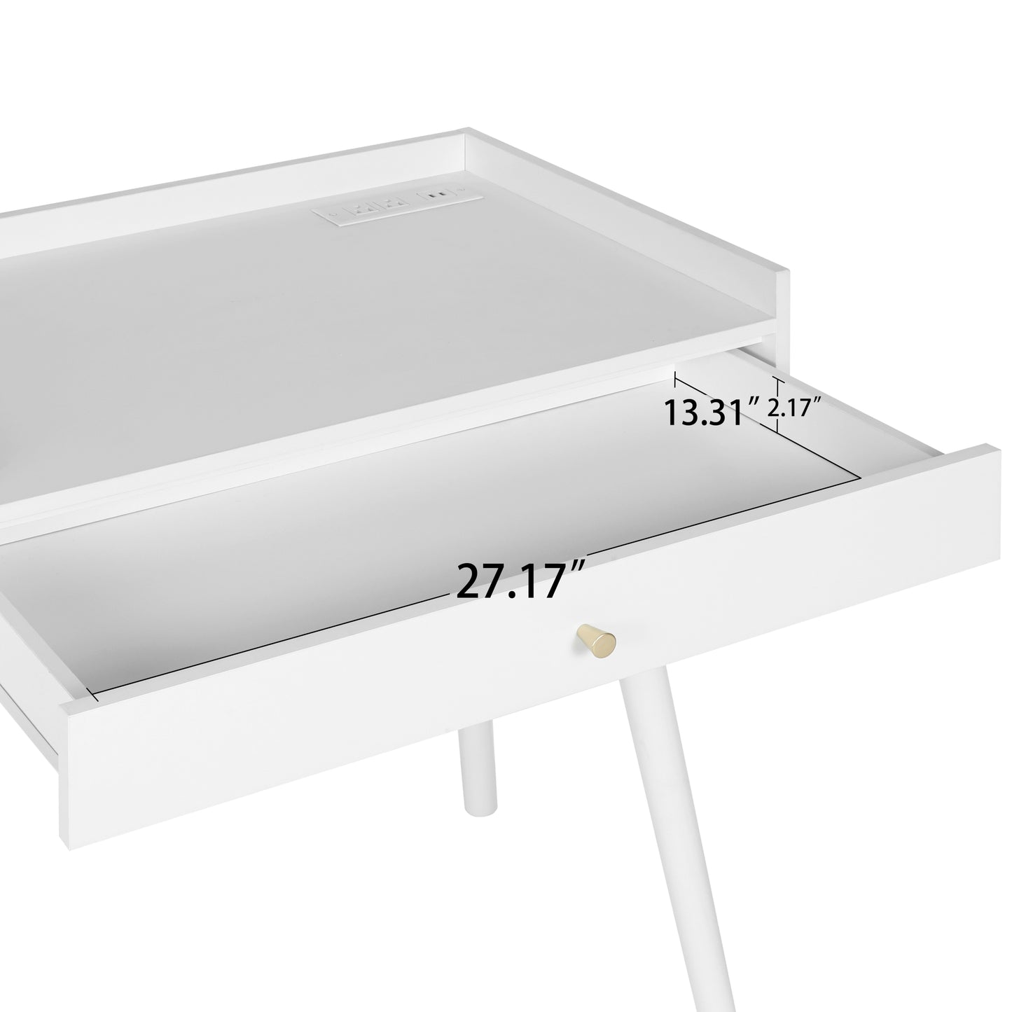 Makeup Vanity with Drawers | Mid-Century White Wood Dressing Table Desk | Rattan Door | Size Options