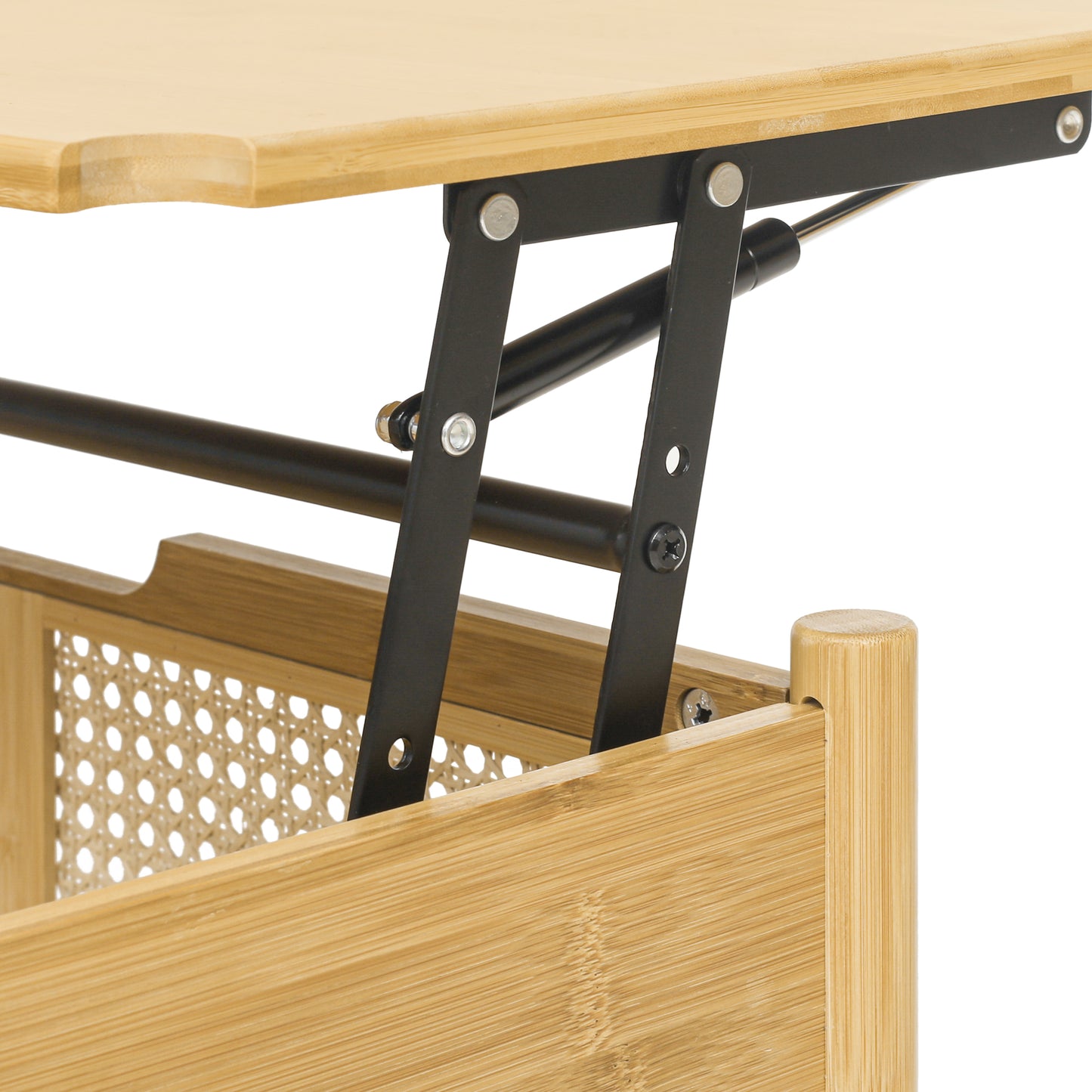 Coffee Table, Top Lifting, Natural Bamboo and Rattan - Ideal for Living Room Décor with Elegant Design, Durable Construction, and Convenient Storage Space - Available in Multiple Sizes and Earthy Tones