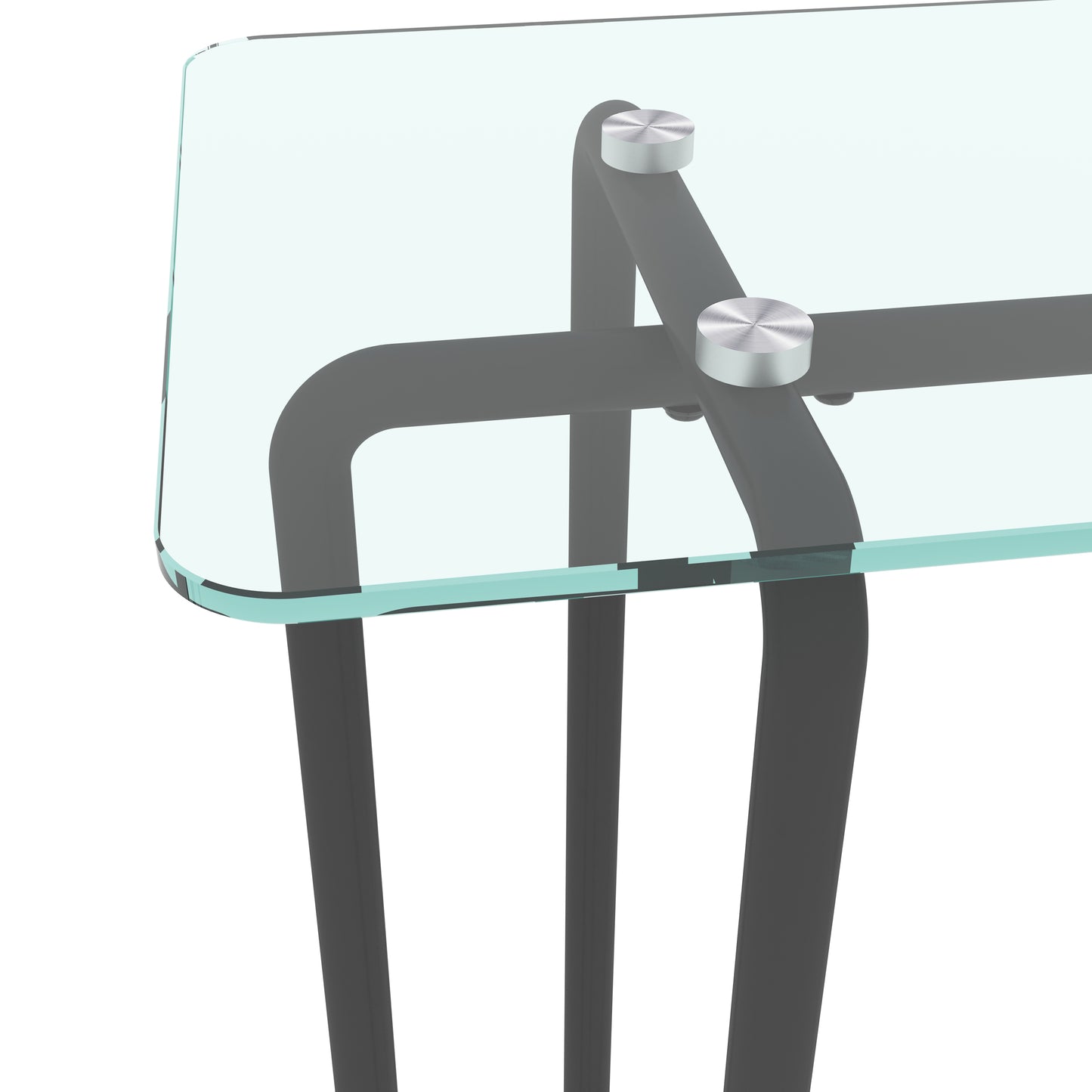 Single Layer Tempered Glass Rectangular Porch Table - Black Leg, Double Tempered Glass Tea Table, Transparent