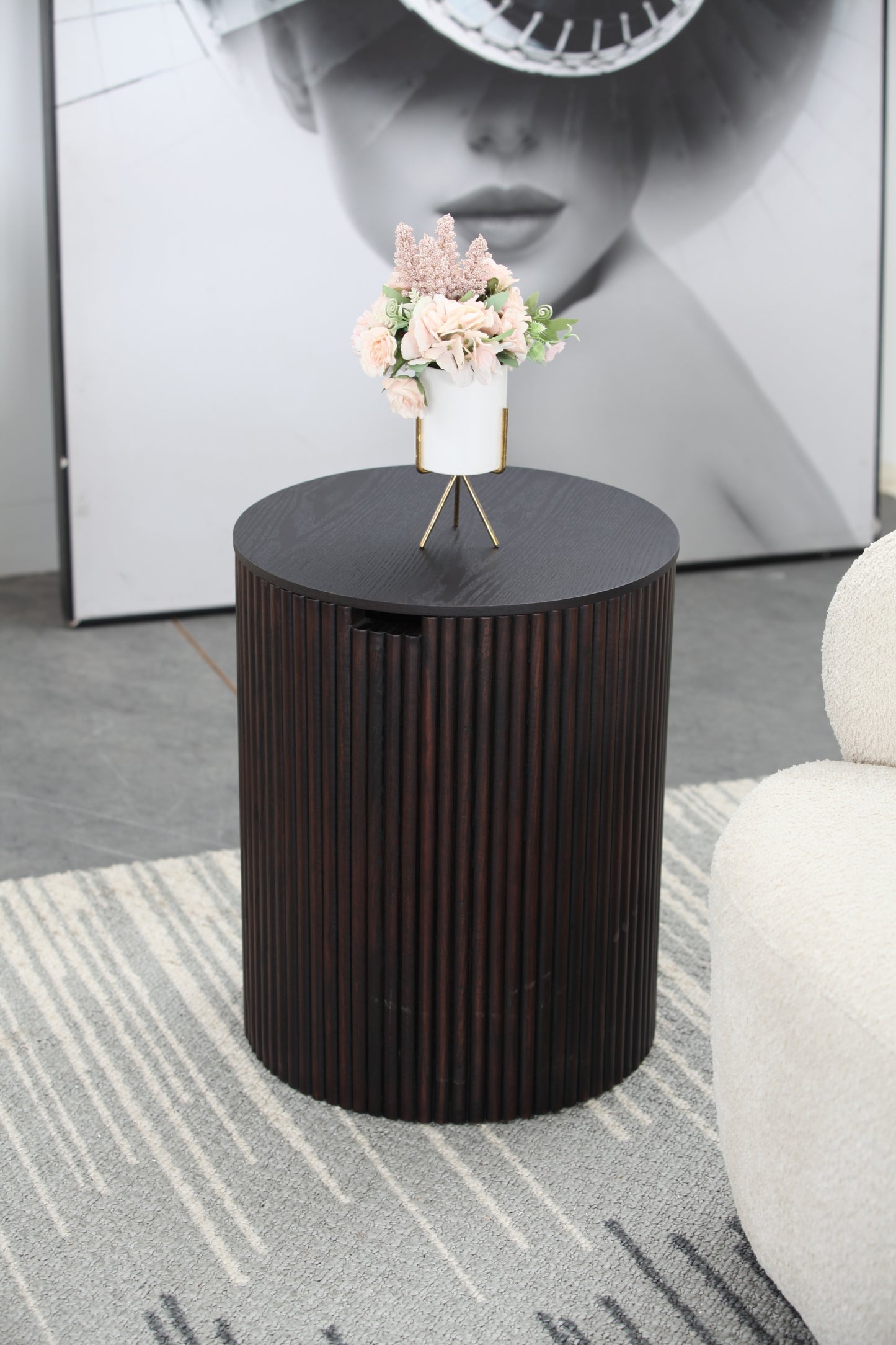 Smoky Color Round Coffee Table with Storage - Fully Assembled, Ideal for Living Room Décor