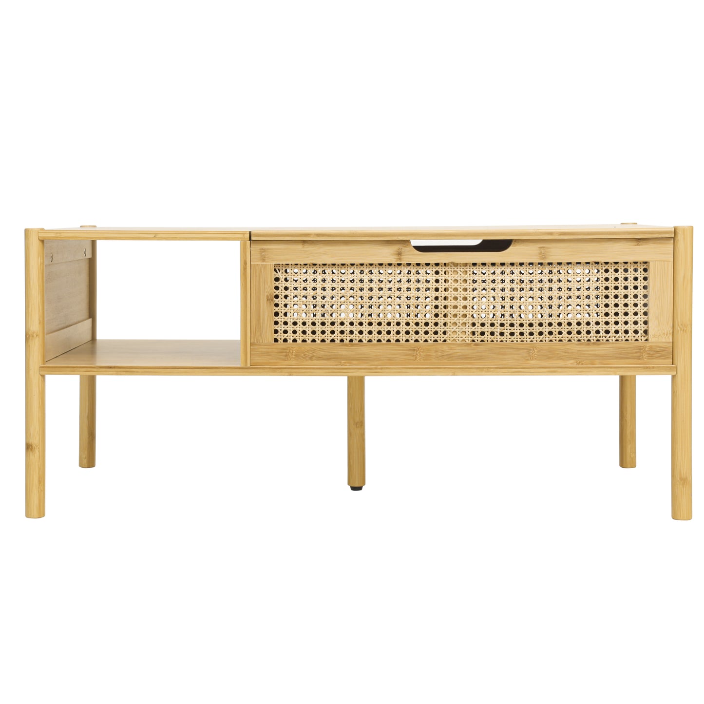 Coffee Table, Top Lifting, Natural Bamboo and Rattan - Ideal for Living Room Décor with Elegant Design, Durable Construction, and Convenient Storage Space - Available in Multiple Sizes and Earthy Tones