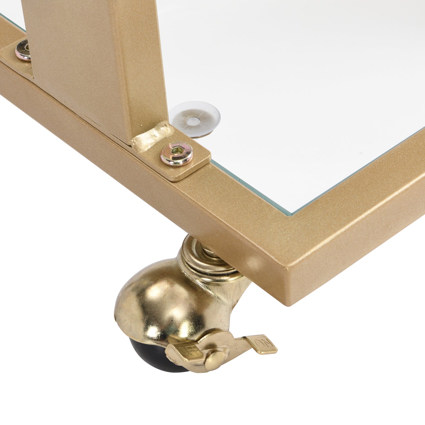 Golden Acrylic Sofa Table with Glass Top, Metal Base | C Shape Square Table for Living Room, Bedroom, Balcony Home and Office | Various Sizes