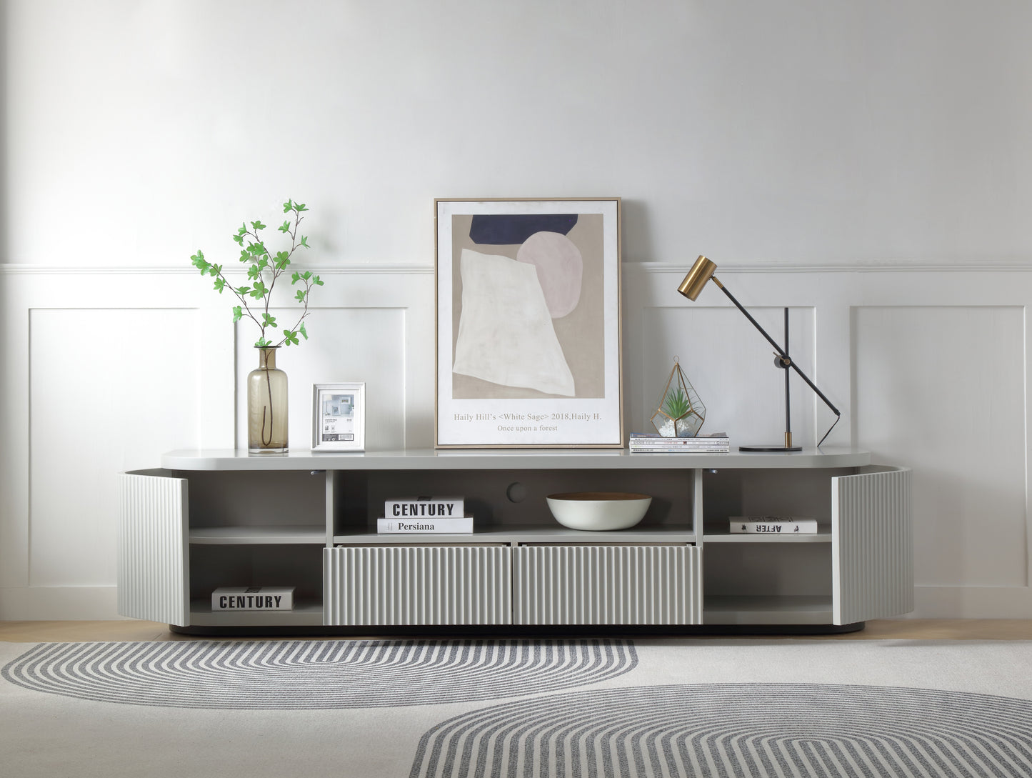 78'' Grey Relief Sideboard Buffet Table/TV Stand with Storage for Living Room