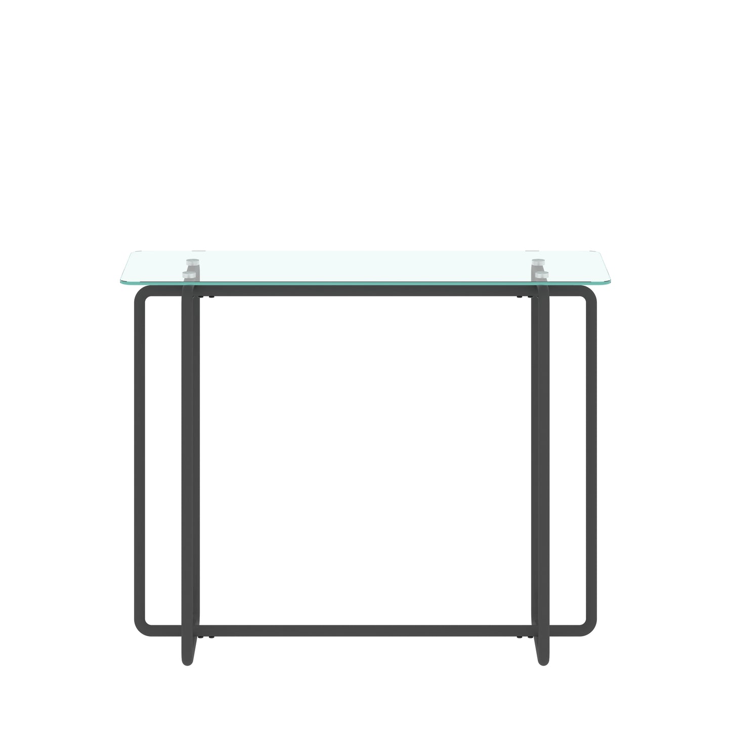 Single Layer Tempered Glass Rectangular Porch Table - Black Leg, Double Tempered Glass Tea Table, Transparent