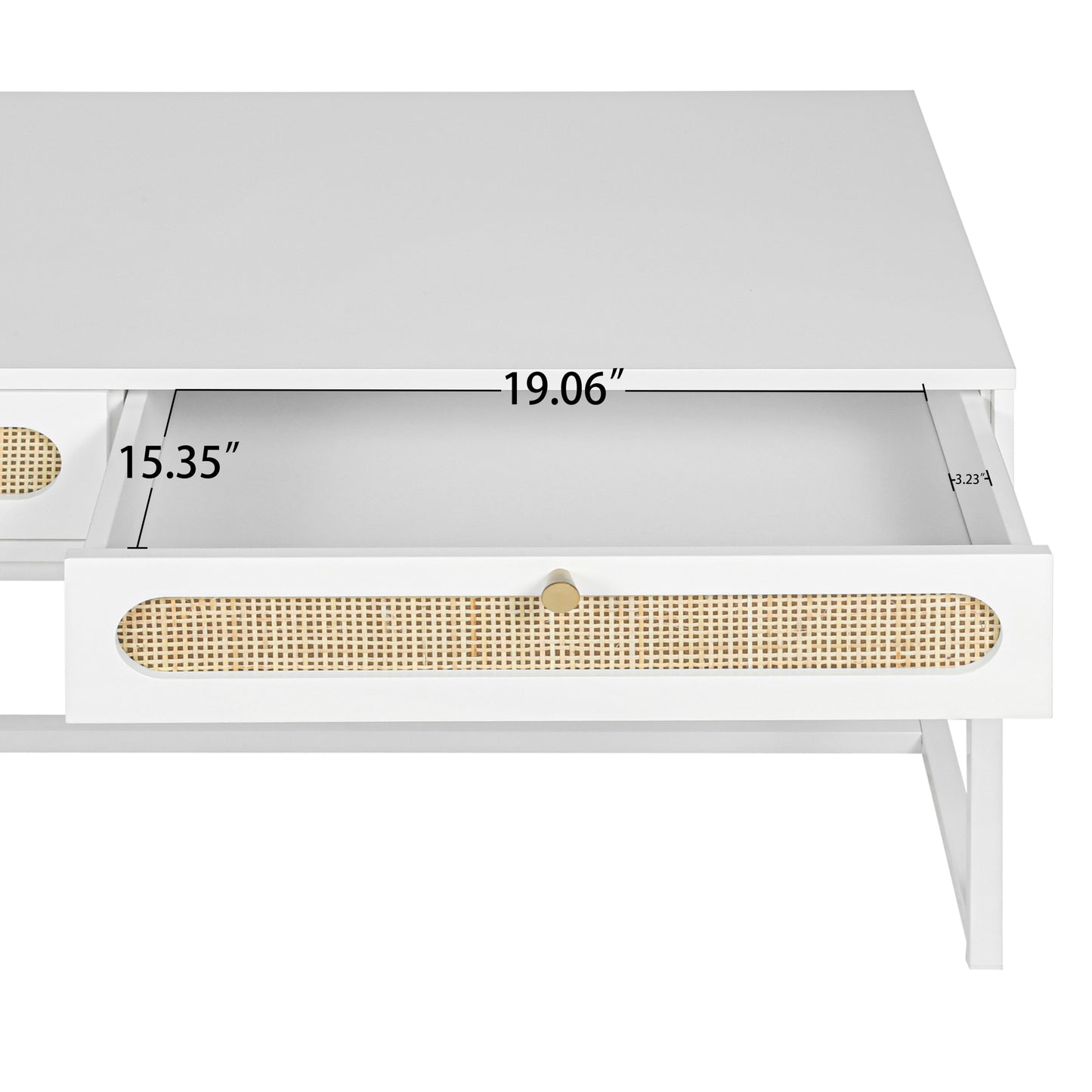 Rattan Drawer Coffee Table - Modern Furniture Decor for Living Room Reception - Easy Assembly, Rectangular - Unique Design, Brown, 2 Drawers