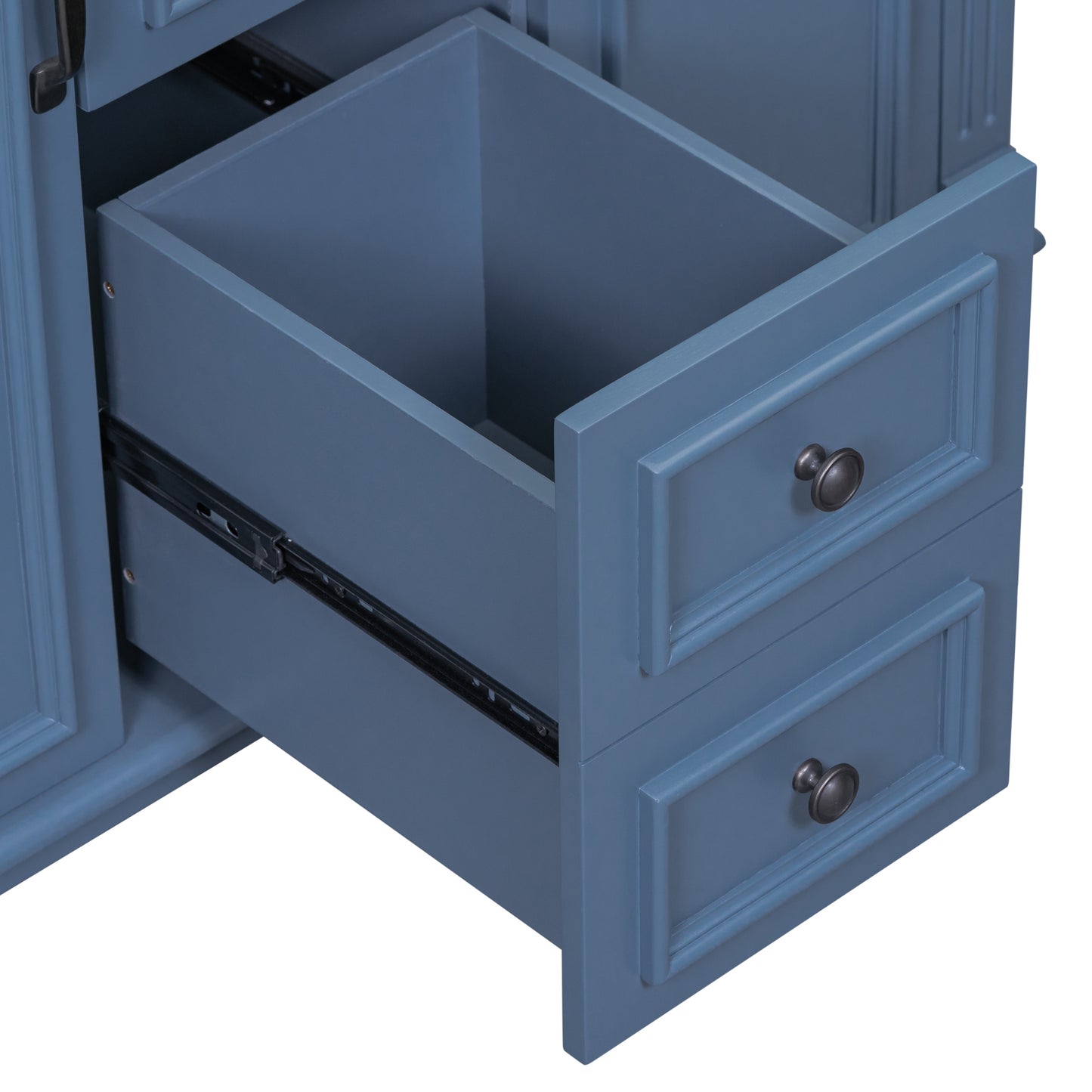 36'' Bathroom Vanity with Top Sink - Royal Blue Mirror Cabinet, Modern Storage Cabinet with 2 Doors and 2 Drawers - Single Sink Vanity