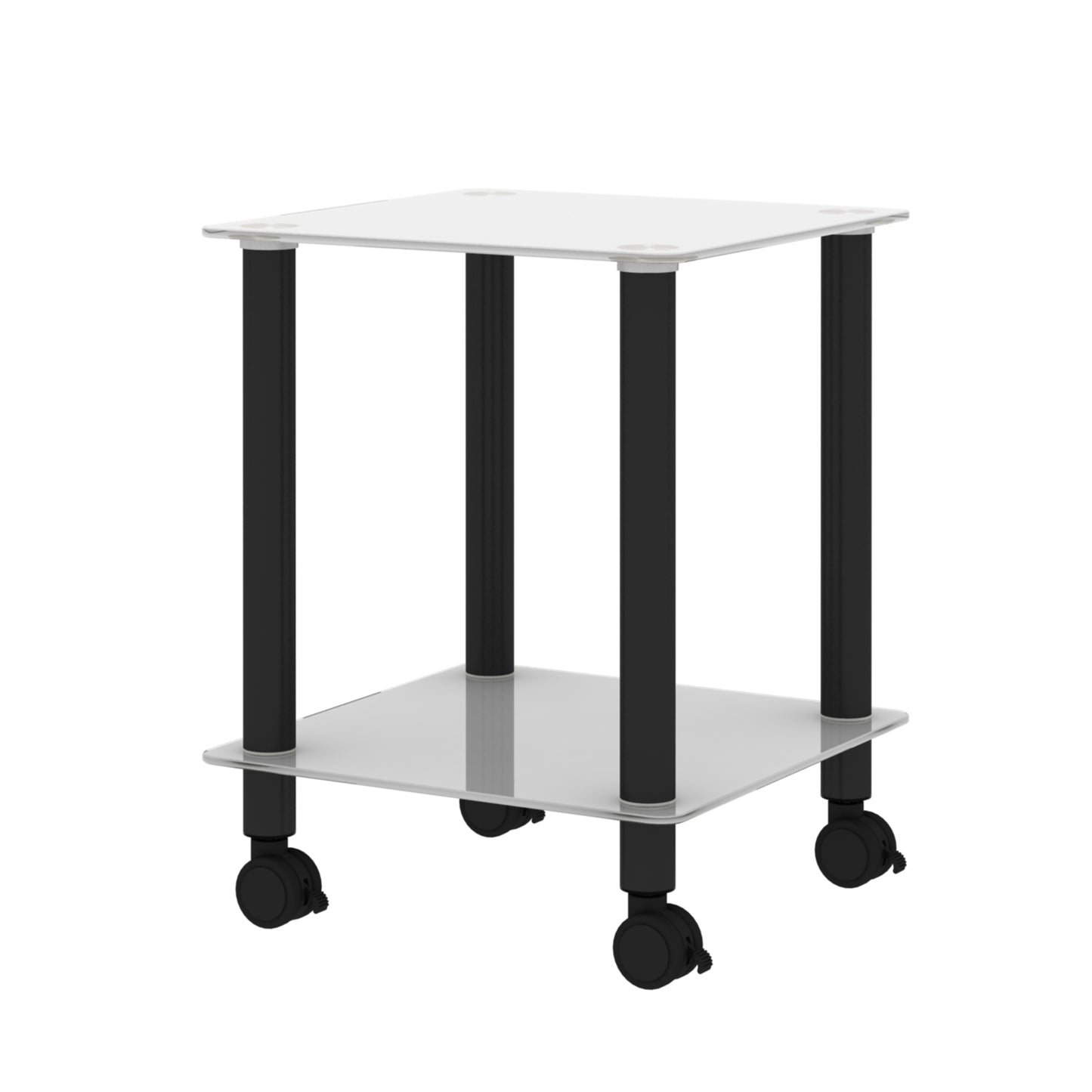 1-Piece White+Black Side Table, 2-Tier Space End Table, Modern Night Stand, Sofa Table with Storage Shelf - Stylish and Functional Furniture for Living Room, Bedroom, or Office