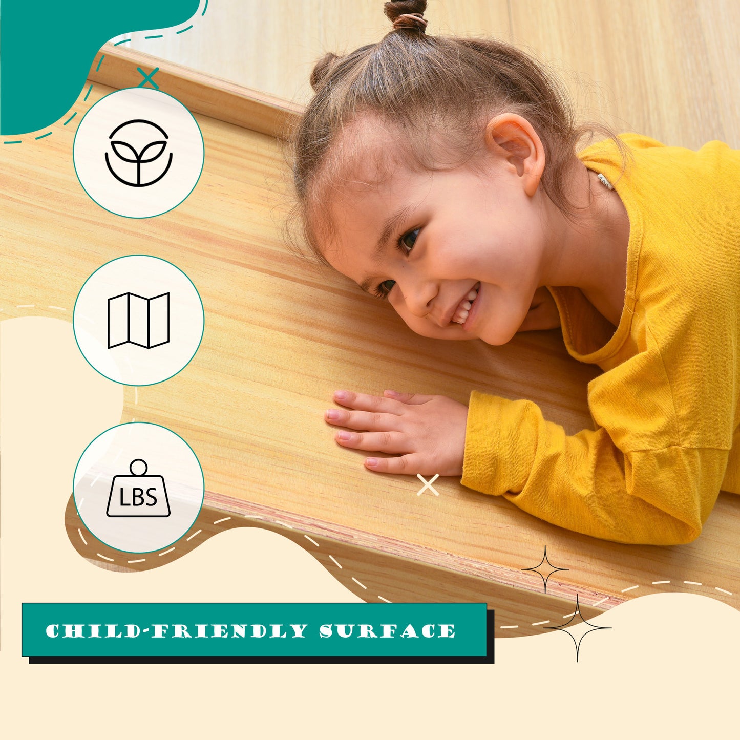 Wooden Swing and Slide Set Indoor Foldable Climbing Playground Playset for Kids, Rock Climb Ramp, Toddlers Climbing Toys