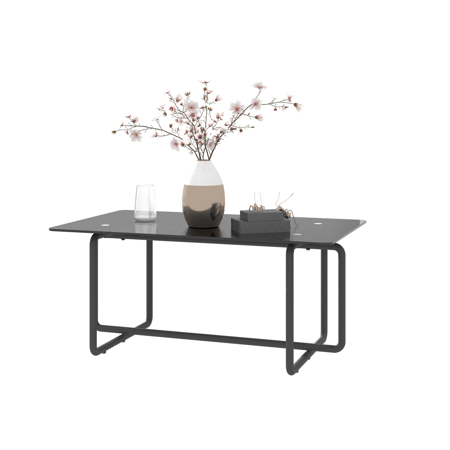 Modern Tempered Glass Tea Table Coffee Table - Table for Living Room, Black - Stylish and Functional - Ideal for Small Spaces - Elegant Design - Sturdy Construction - Tempered Glass Top - Sleek Black Finish - Compact Size