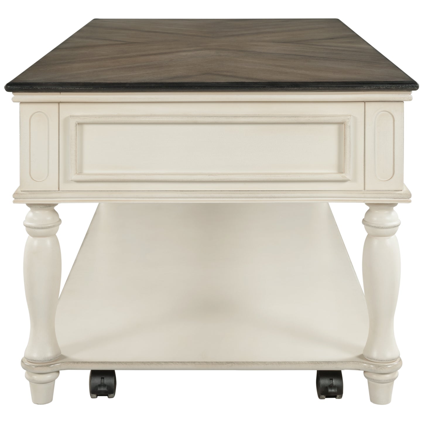 ON-TREND Two-tone Retro Cocktail Table: Easy Assembly, Movable with Caster Wheels for Livingroom (Antique Gray)