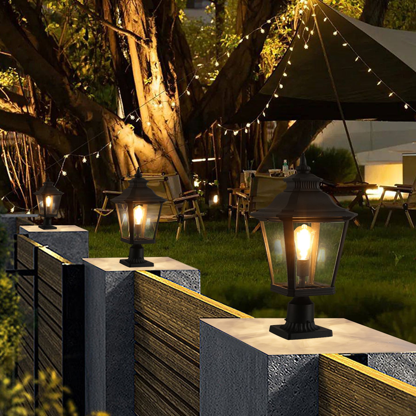 Outdoor Glass Column Headlights - Stylish and Durable Exterior Lighting Solution for Enhanced Ambiance, Perfect for Pathways, Gardens, and Patios - Available in Various Sizes and Colors
