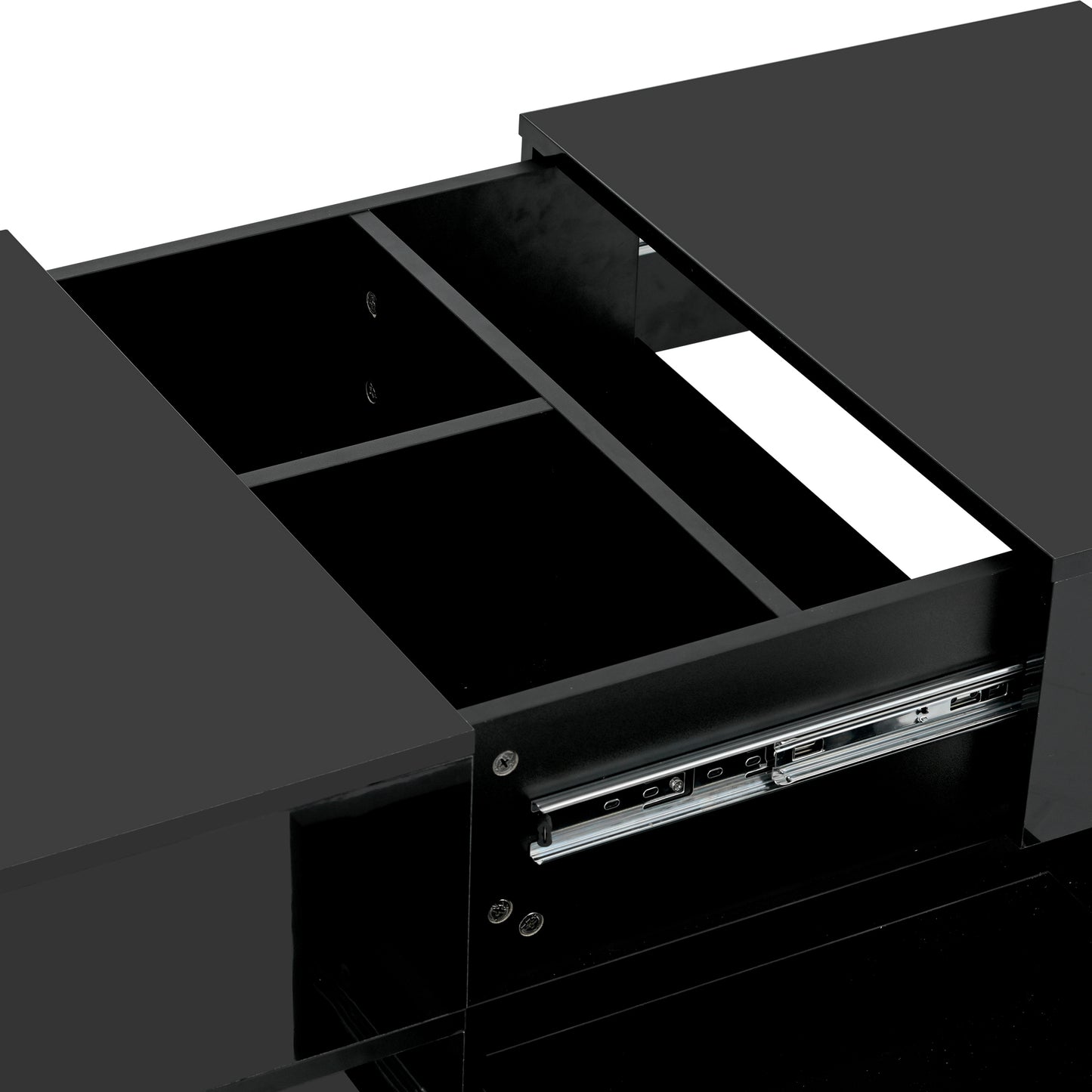 ON-TREND Extendable Coffee Table with 4 Drawers, Hidden Storage, UV High-gloss Center Table, Sliding Top, 35.4"x23.6", Black