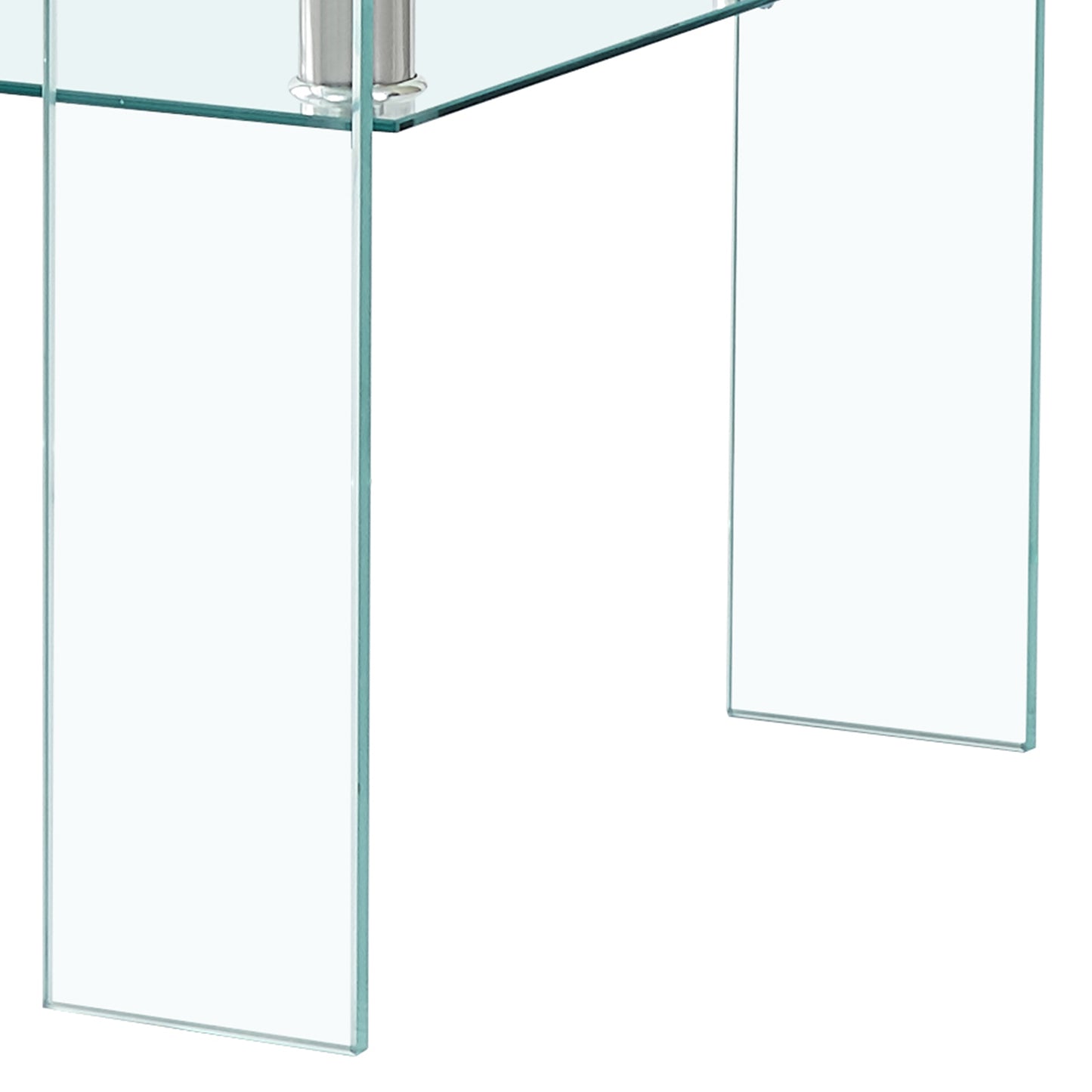 Rectangle Clear Glass Coffee Table, Modern 2-Tier Storage Center, Tempered Glass Tea Table for Living Room