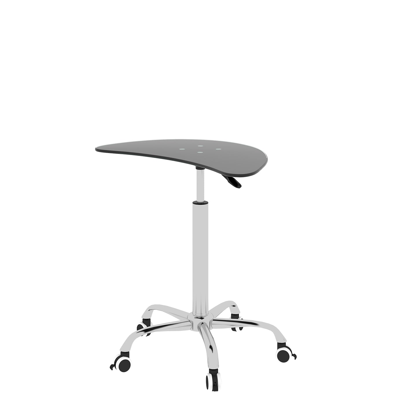 Adjustable Height Black Tempered Glass Table Desk with Lockable Wheels | Adjustable Range 24.2" to 32.7"