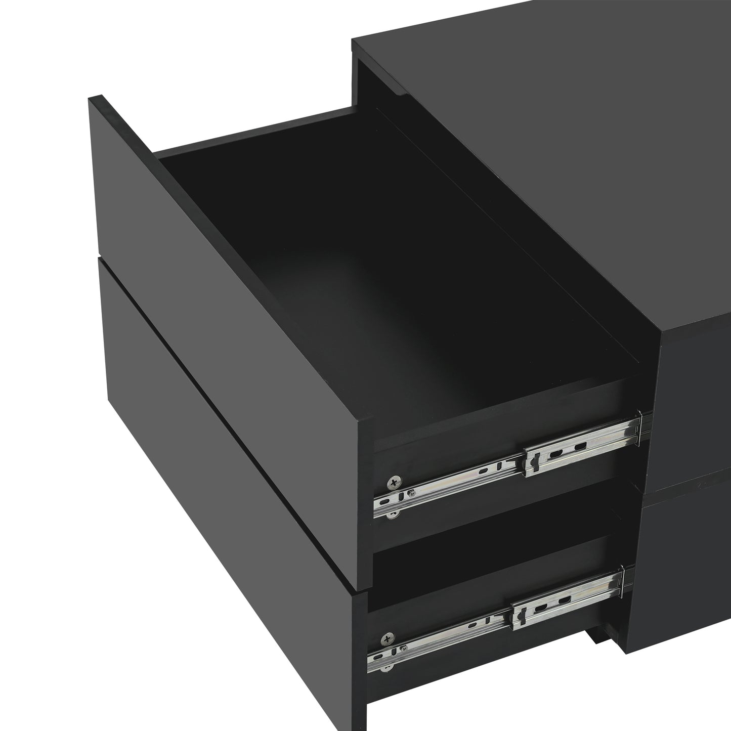 ON-TREND Extendable Coffee Table with 4 Drawers, Hidden Storage, UV High-gloss Center Table, Sliding Top, 35.4"x23.6", Black