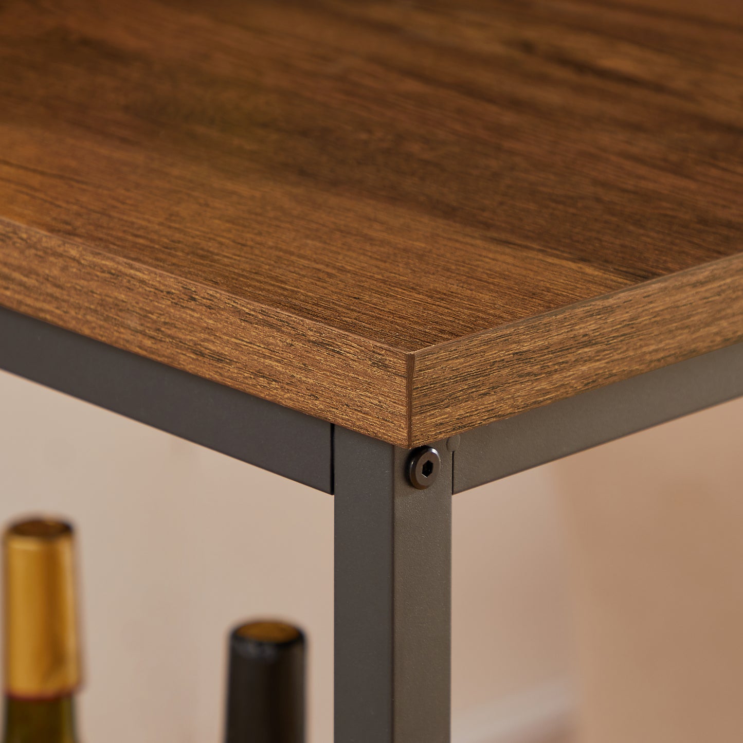 Wine Shelf Table: Modern Bar Cabinet, Console Table, TV Cabinet, Sideboard with Storage | Hazelnut Brown | Living Room, Dining Room, Kitchen, Entryway, Hallway