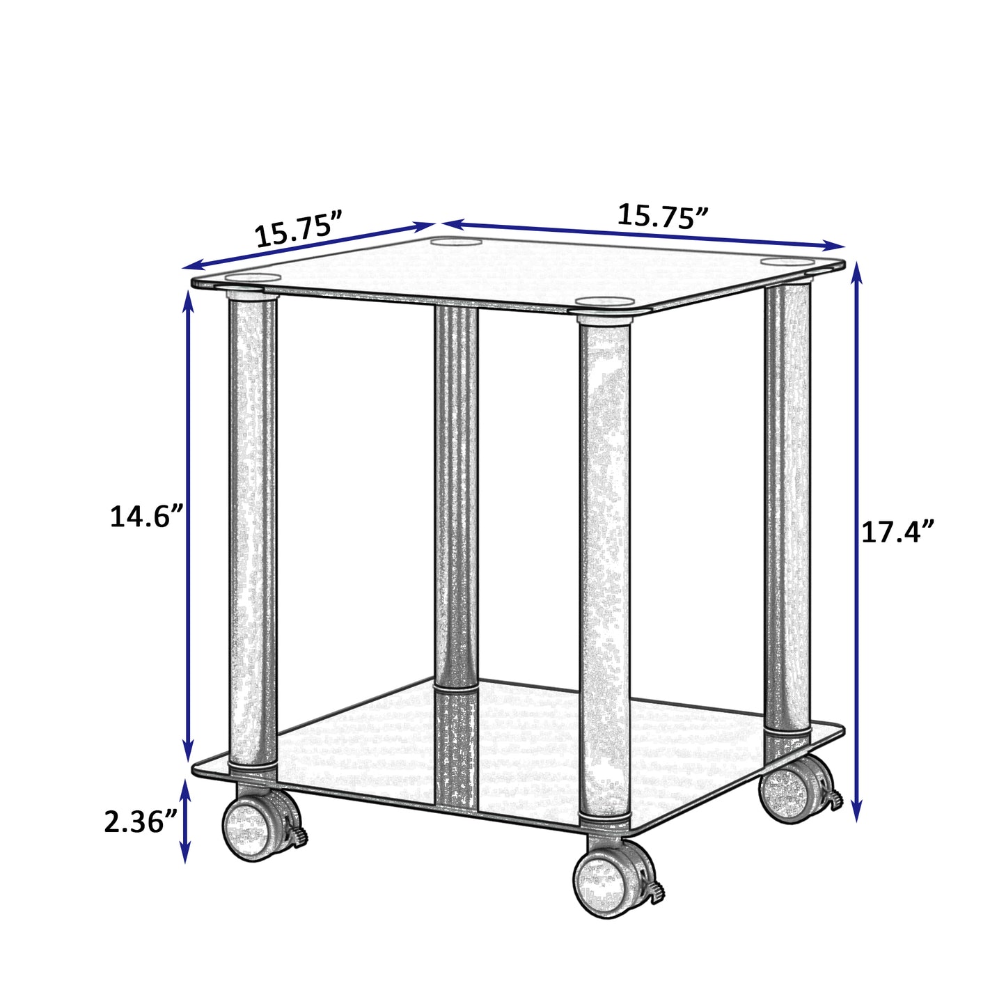 2-Piece Black Side Table: 2-Tier Space End Table, Modern Night Stand with Storage Shelve