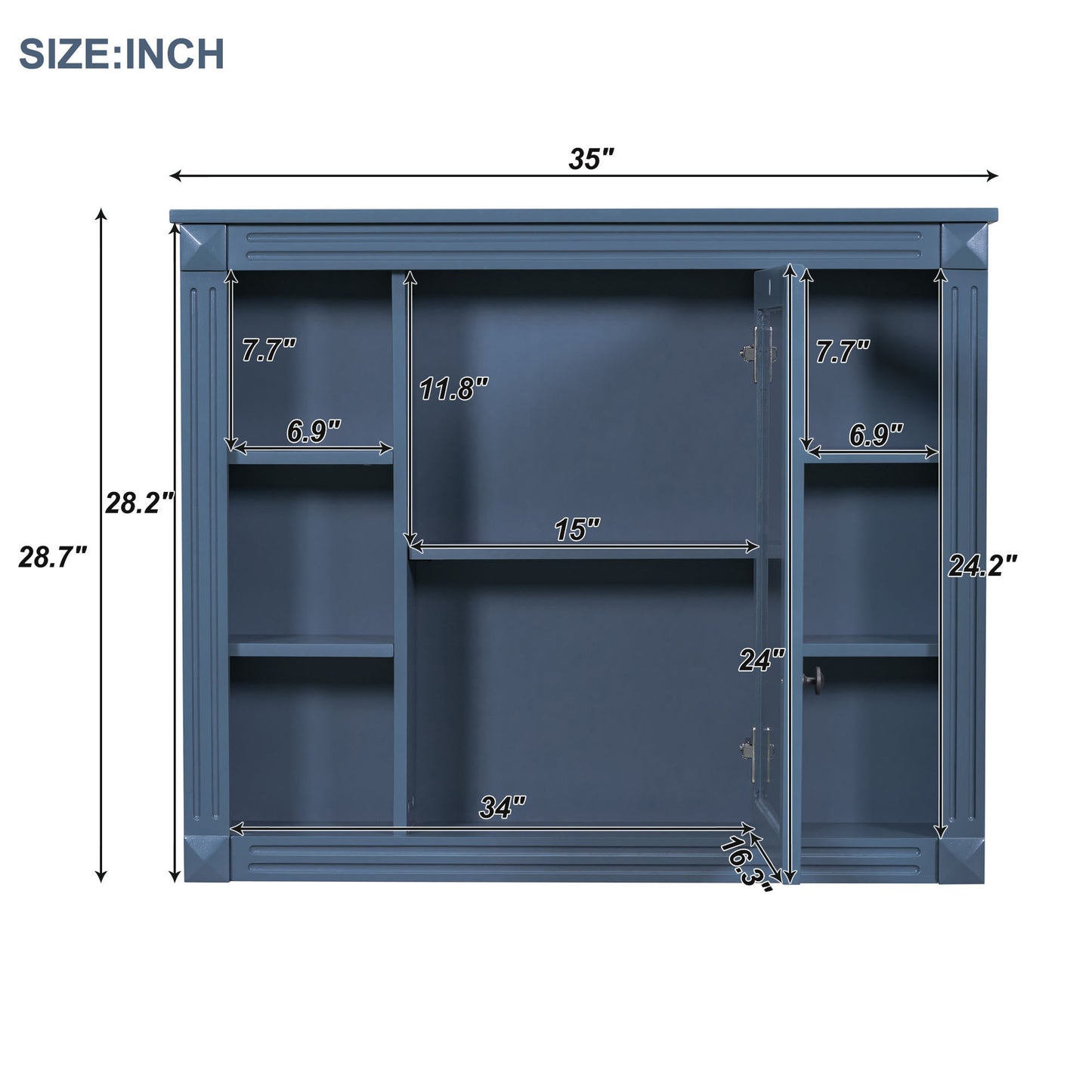 36'' Bathroom Vanity with Top Sink - Royal Blue Mirror Cabinet, Modern Storage Cabinet with 2 Doors and 2 Drawers - Single Sink Vanity