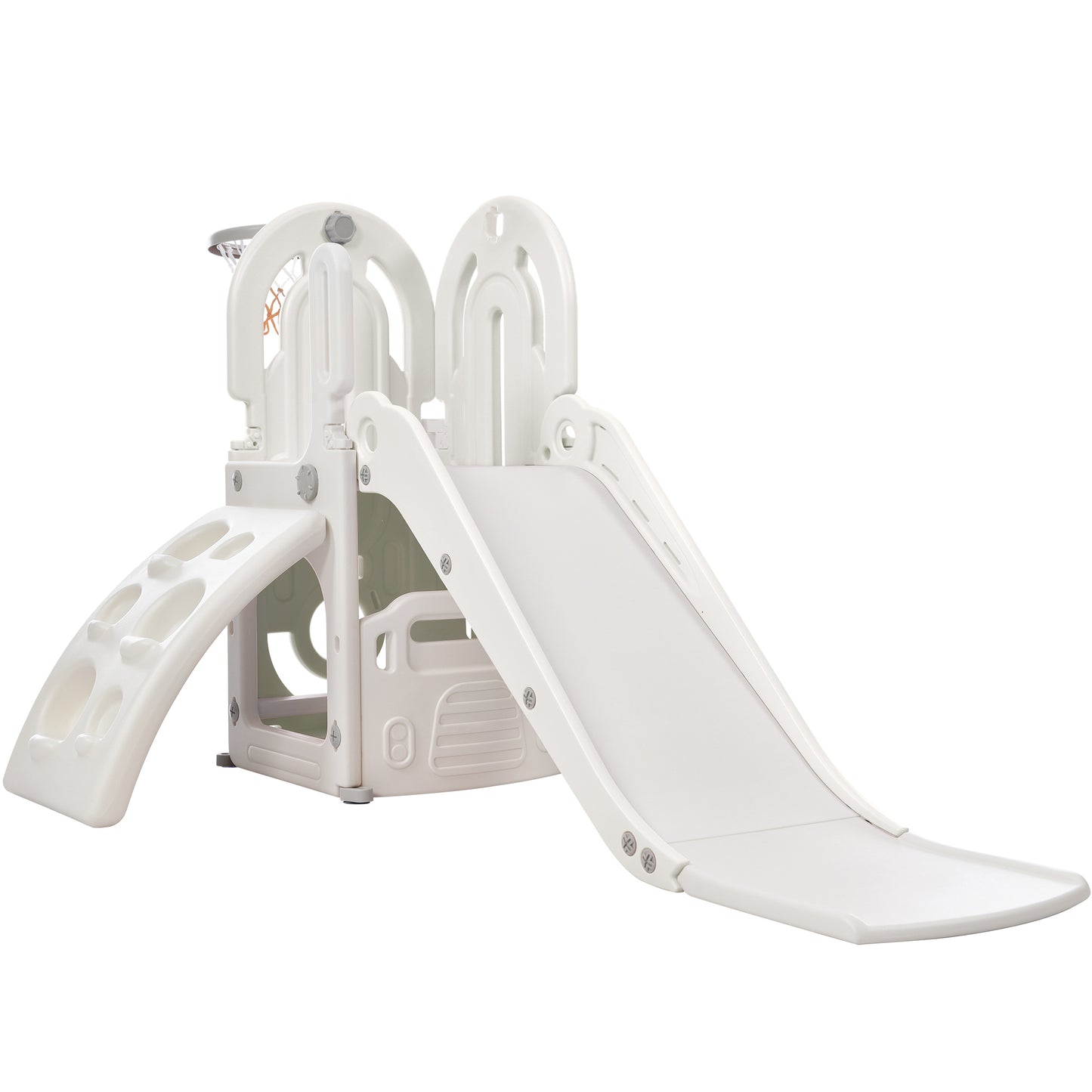 Toddler Climber and Slide Set 4 in 1: Playground Climber Freestanding Slide Playset with Basketball Hoop for Babies, Indoor & Outdoor Use