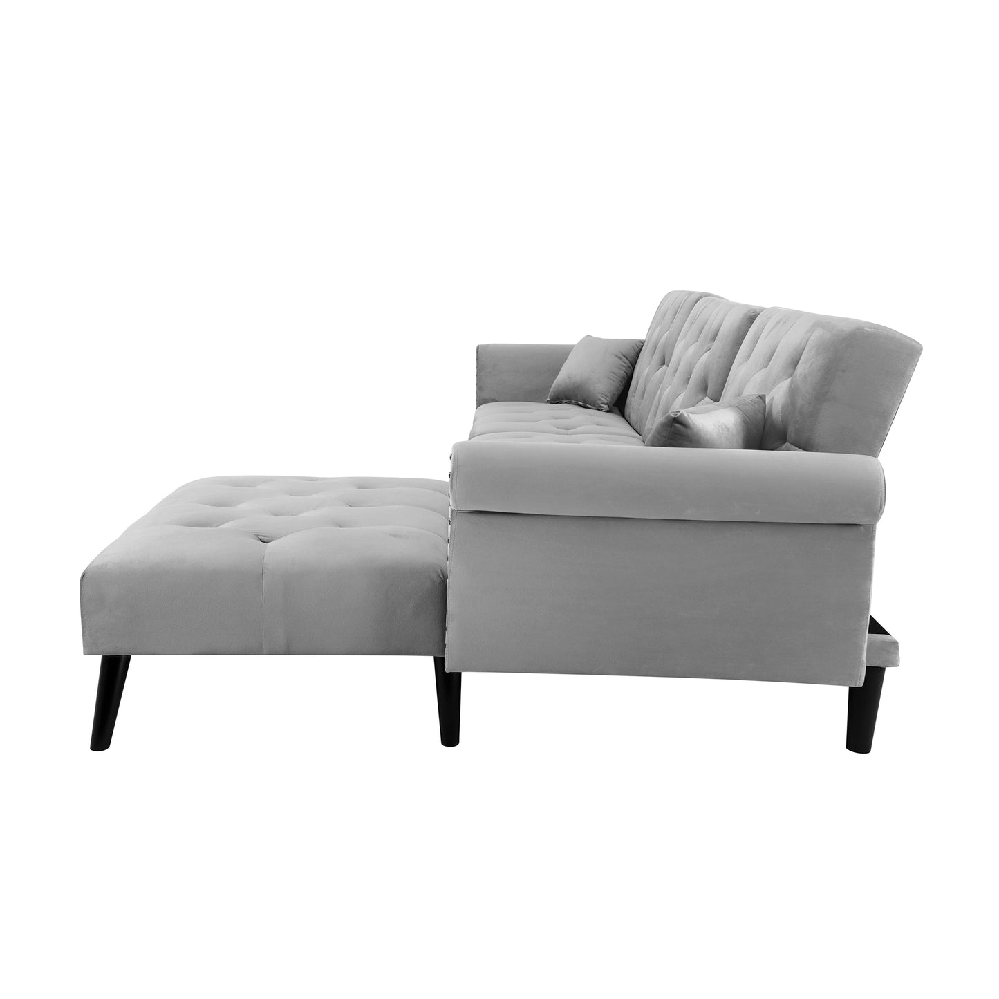 Convertible Sofa Bed Sleeper in Light Grey Velvet - Stylish and Versatile Furniture for Comfortable Sleep - Available in Multiple Sizes (W223S00002, W223S00456, W223S00708)