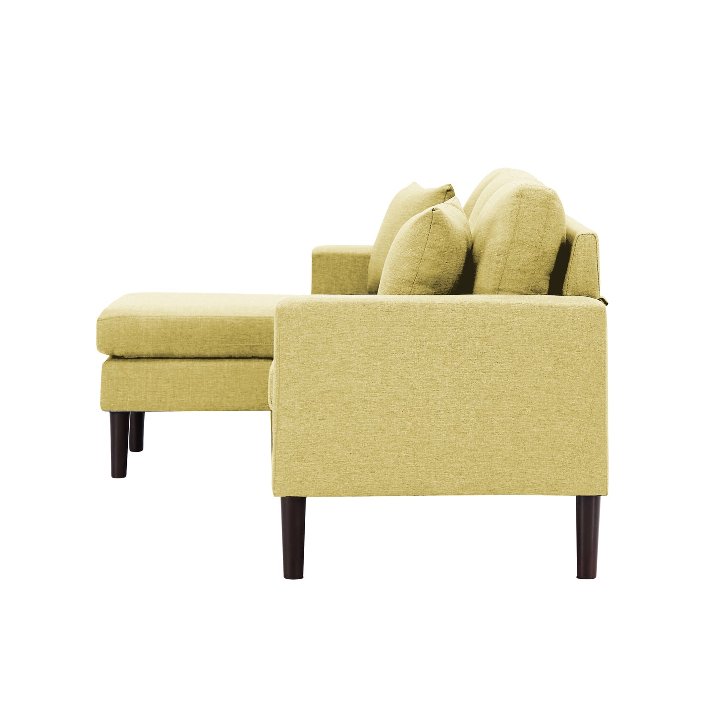 72" Sectional Sofa, Left Hand Facing with 2 Pillows, Yellow Fabric - Size & Color Options