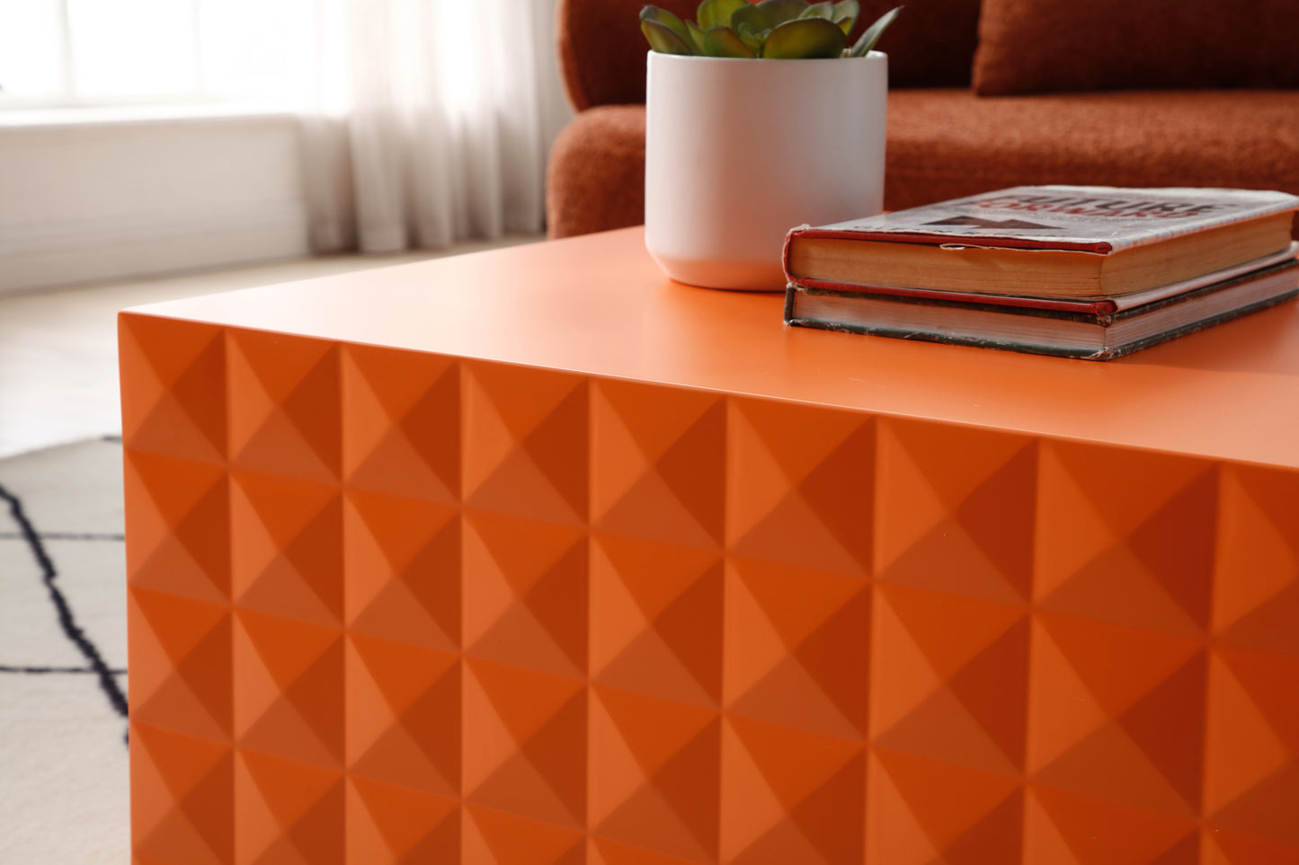 Handcrafted Relief MDF Nesting Table Set: Square Coffee Table, No Assembly Required | Unique Handmade Design | 2-Piece Set | Natural Wood Finish | 220 Letters