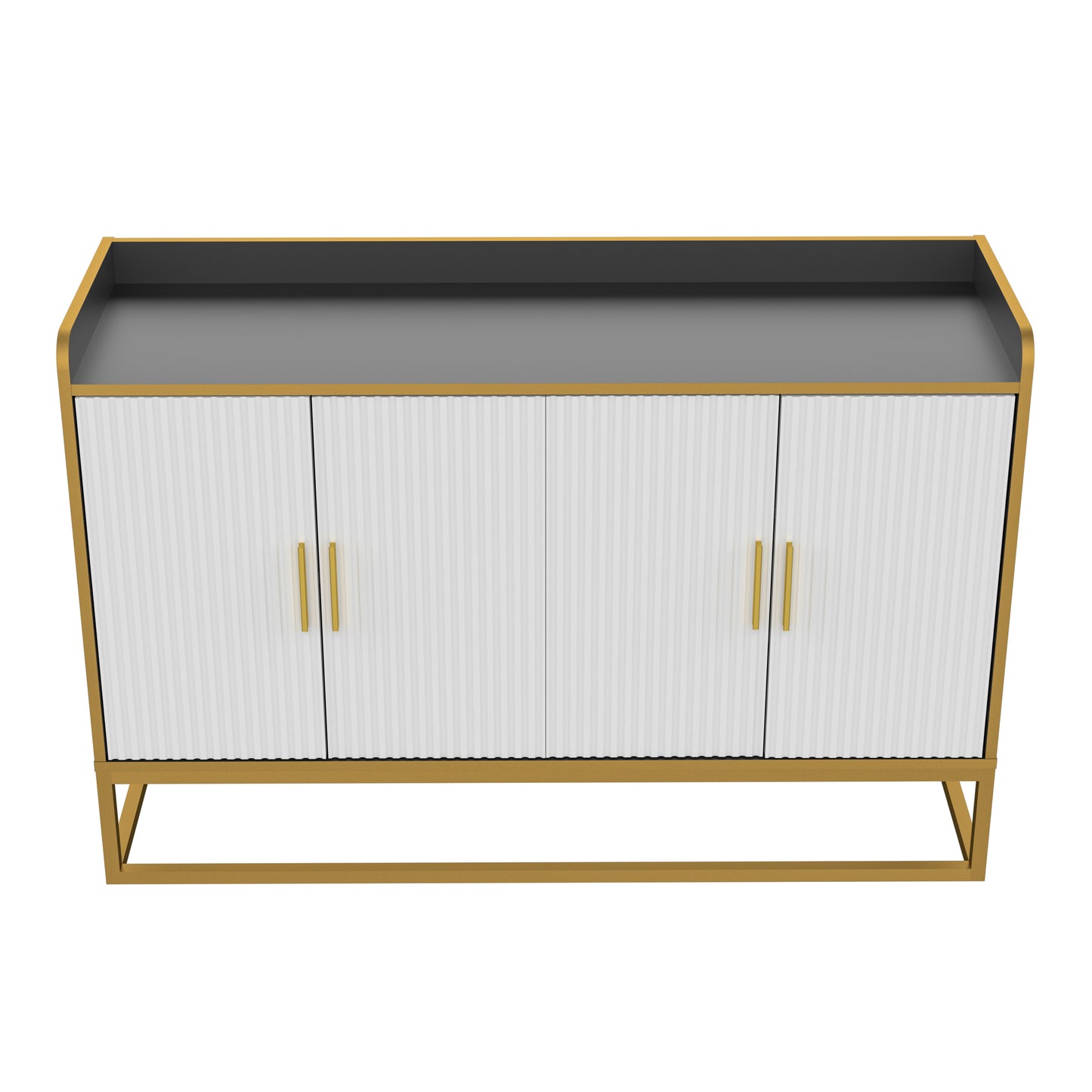 Modern Kitchen Buffet Storage Cabinet Cupboard - Gloss Finish - Ideal for Living Room & Kitchen - Black