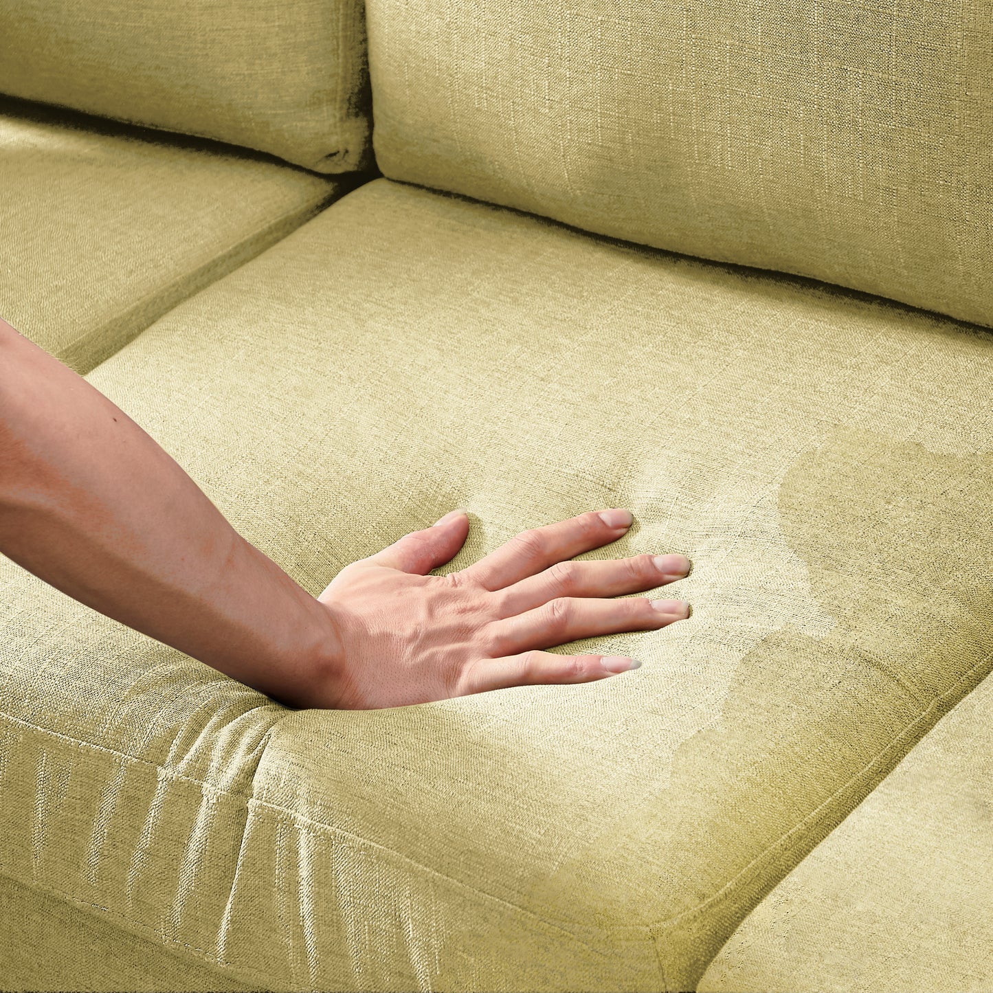 72" Sectional Sofa, Left Hand Facing with 2 Pillows, Yellow Fabric - Size & Color Options
