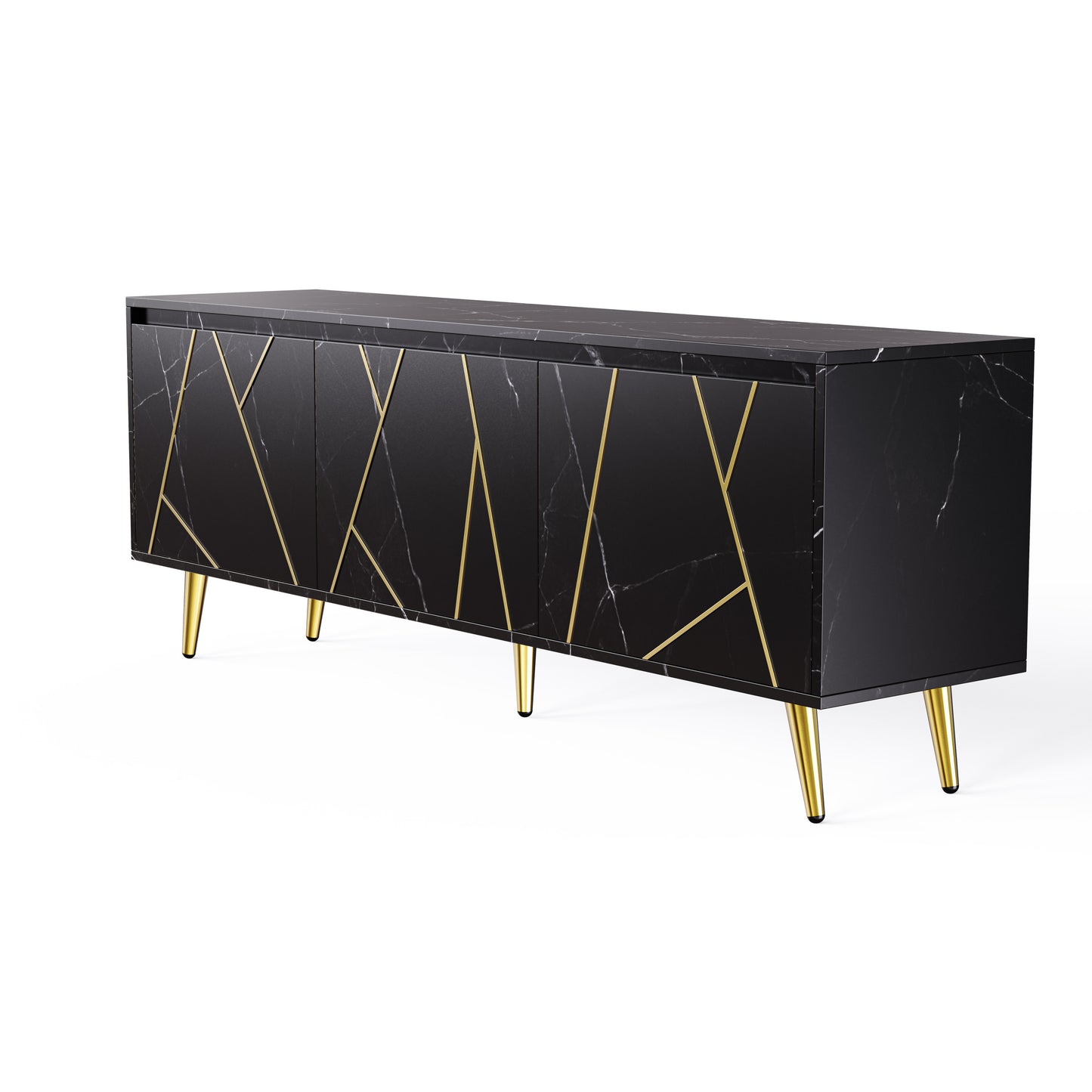 Modern TV Stand for 65" TV, Media Console Table, Entertainment Center with Large Storage Cabinet - Stylish and Functional Furniture for Living Room or Bedroom, Black