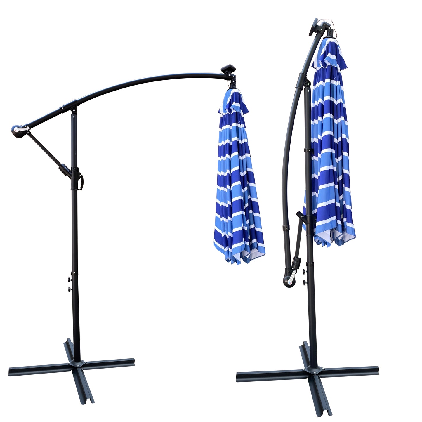 10 ft Solar Powered LED Lighted Patio Umbrella, Waterproof, 8 Ribs, Crank and Cross Base, for Garden, Deck, Backyard, Pool, Shade, Outside, Swimming Pool, Market Umbrella