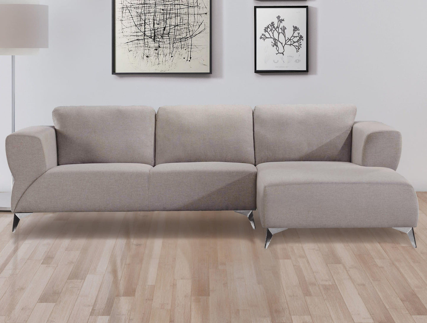 Josiah Sectional Sofa in Sand Fabric - Comfortable and Stylish Seating for Your Living Space, 1Set/2Ctn, 55095