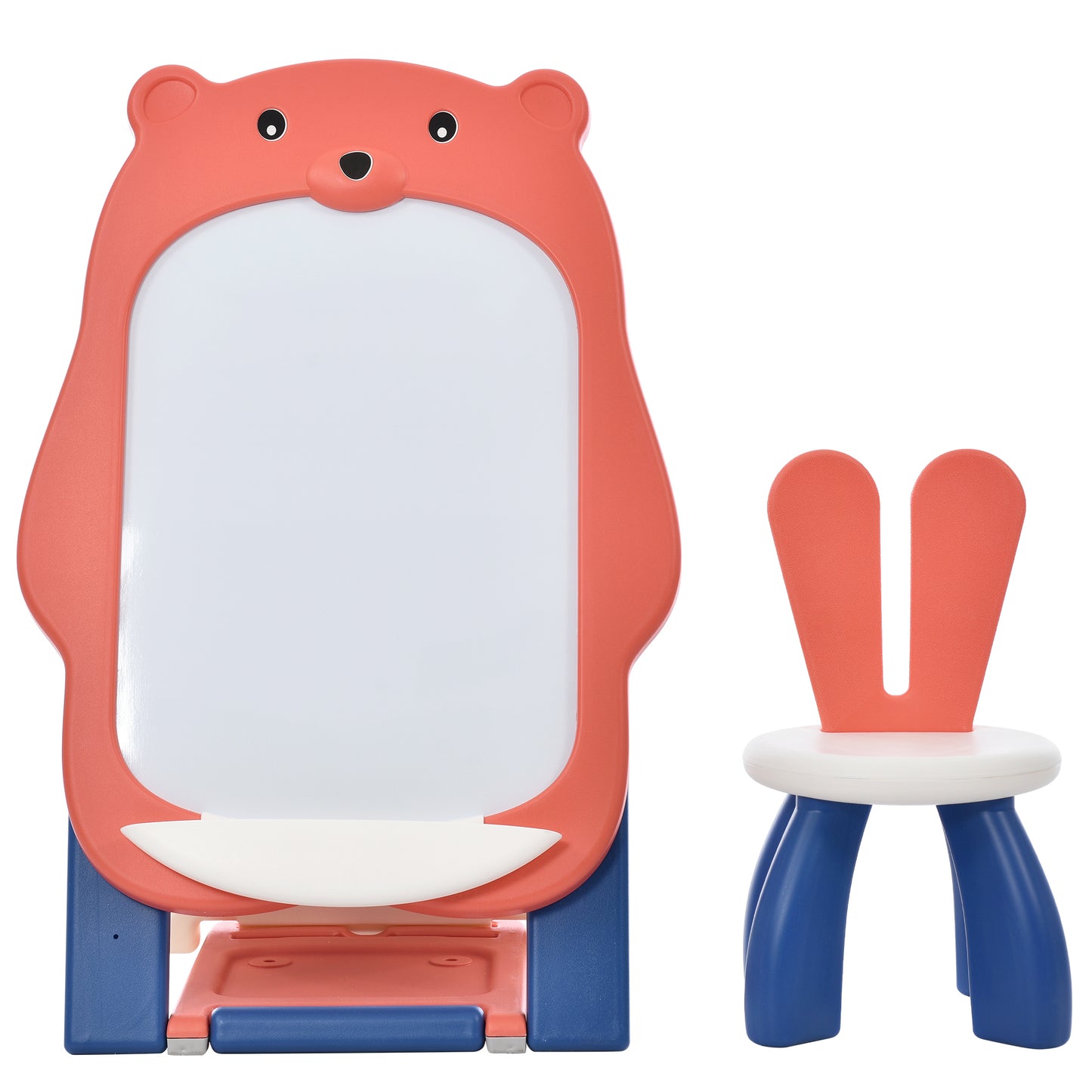 Folding Kids Art Easel with Stool & Adjustable Whiteboard | Standing Foldable Easel-Dry Erase Board | Book Shelf & Toddler Chair | Girls & Boys | Multiple Colors & Sizes