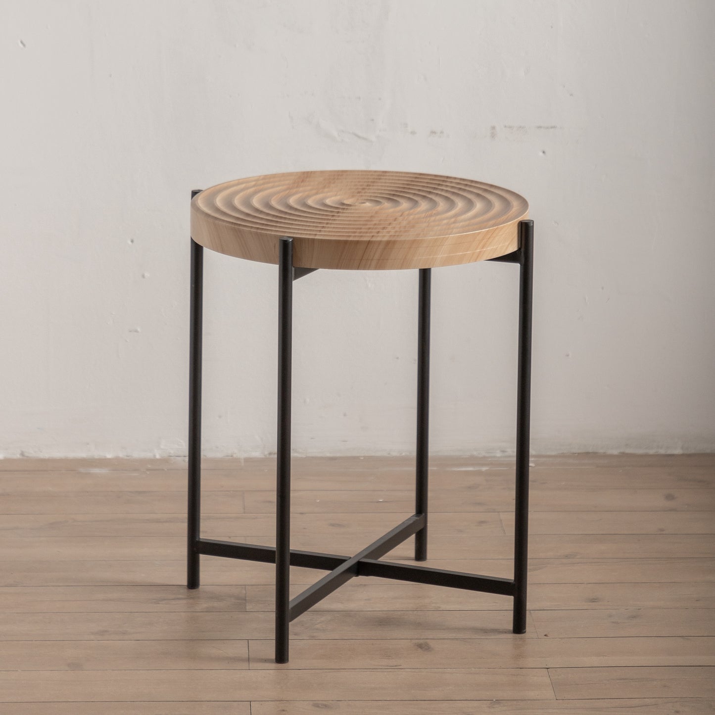 20.47" Modern Thread Design Round Coffee Table - MDF Table Top, Cross Legs Metal Base - Sleek and Stylish Living Room Furniture - Available in Various Colors and Sizes