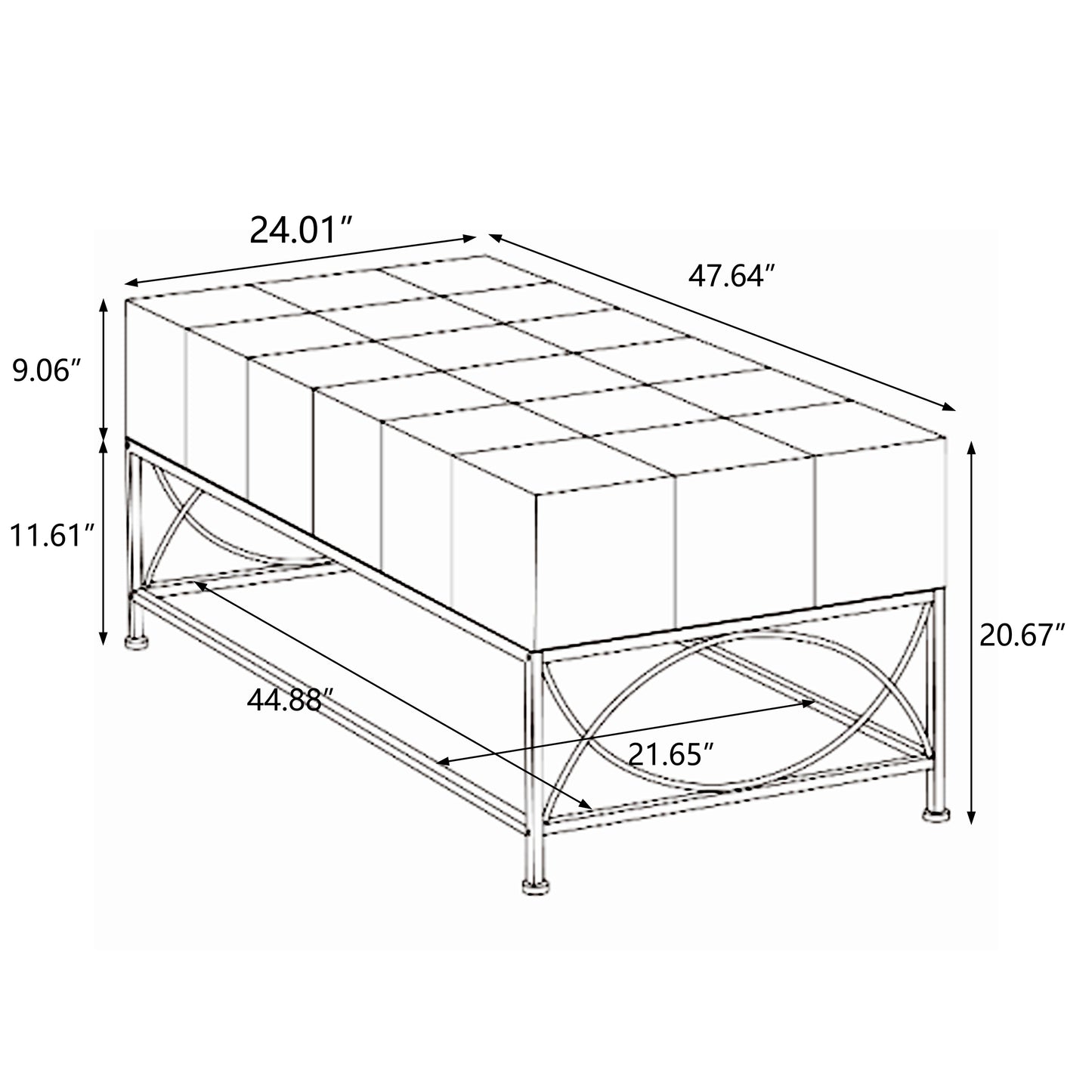 "Retro Square Coffee Table with Small Grid Splicing Design for Living, Office, and Dining Rooms - 47.64" Size"