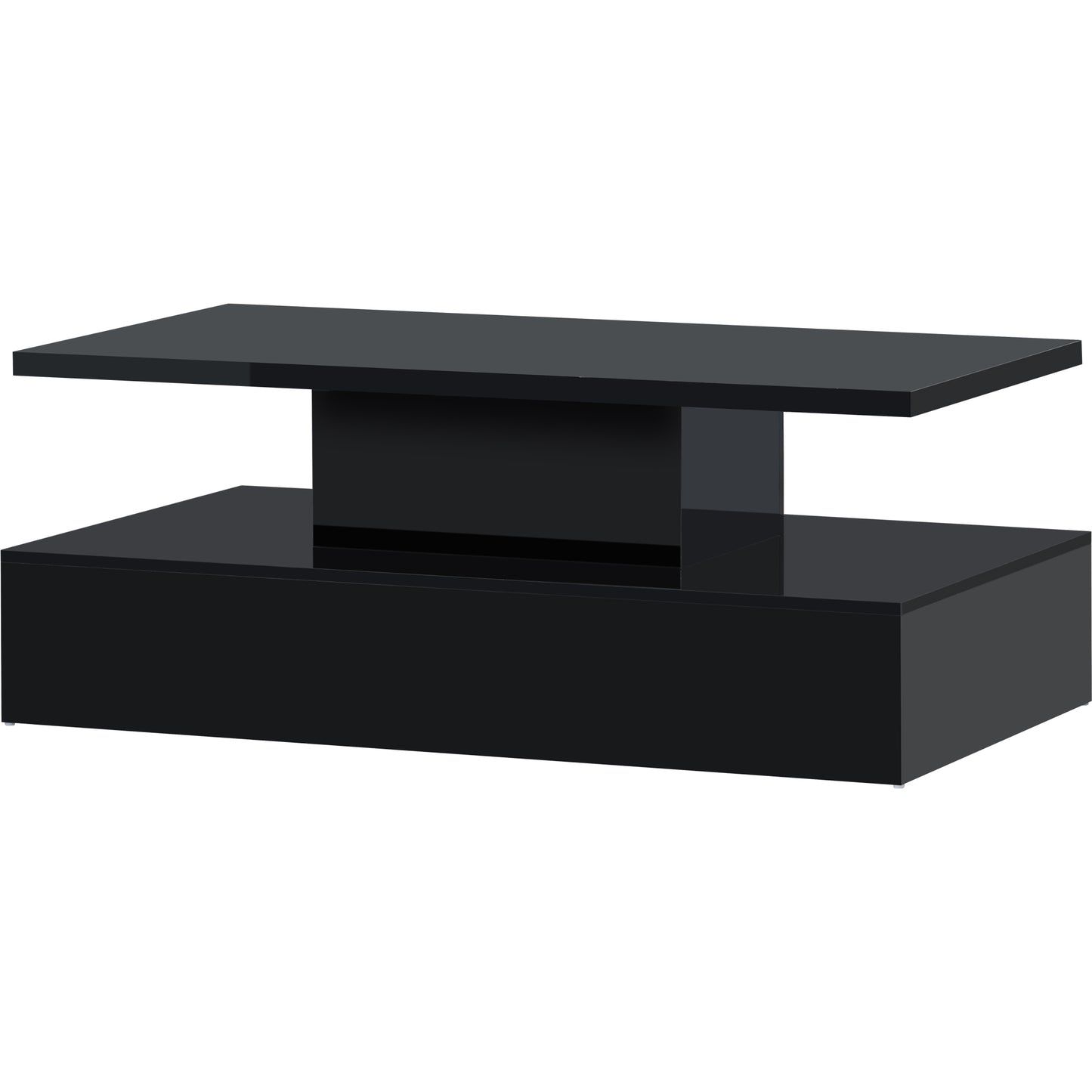 ON-TREND Coffee Table Cocktail Table with Modern Industrial Design, LED lighting & 16 Colors - Remote Control Included (Black)