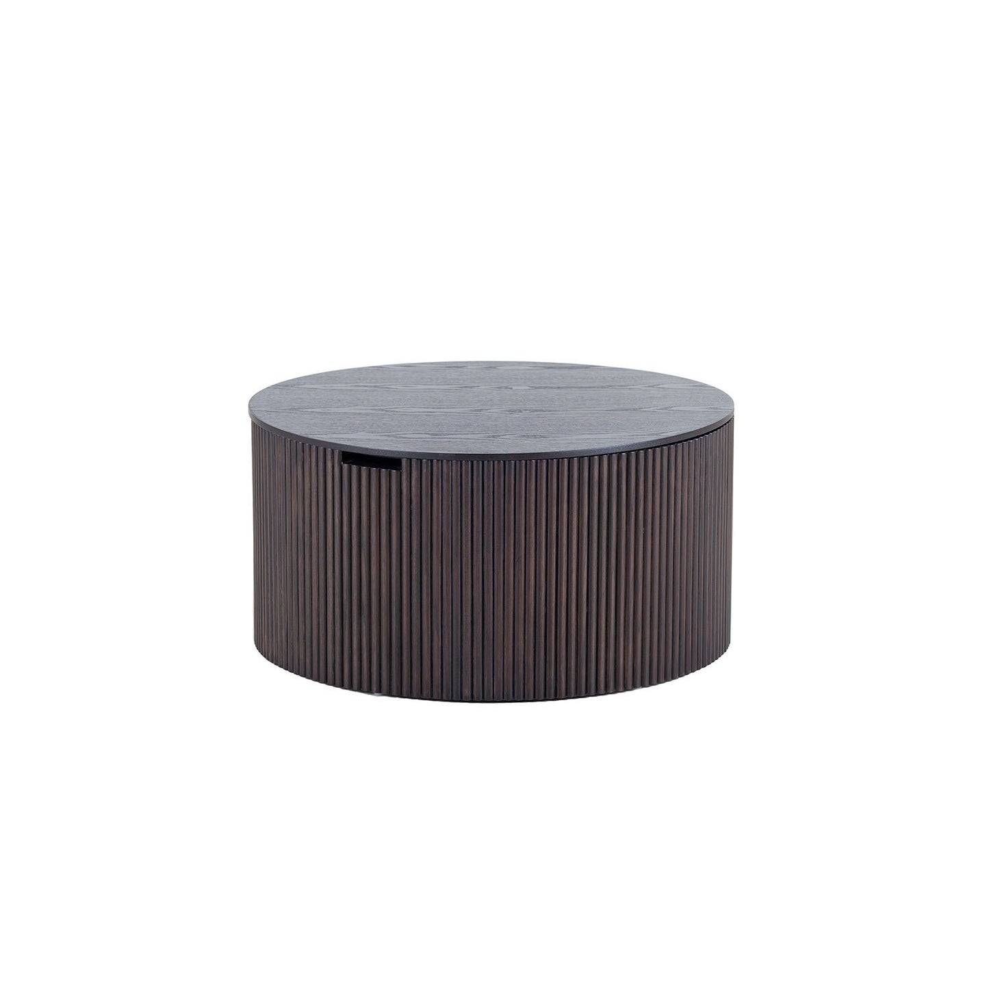 Handmade Round Coffee Table, Fraxinus mandshurica + MDF, Smoky Color, 27.55" x 13.77" - Unique Artisan Craftsmanship for Elegant Décor