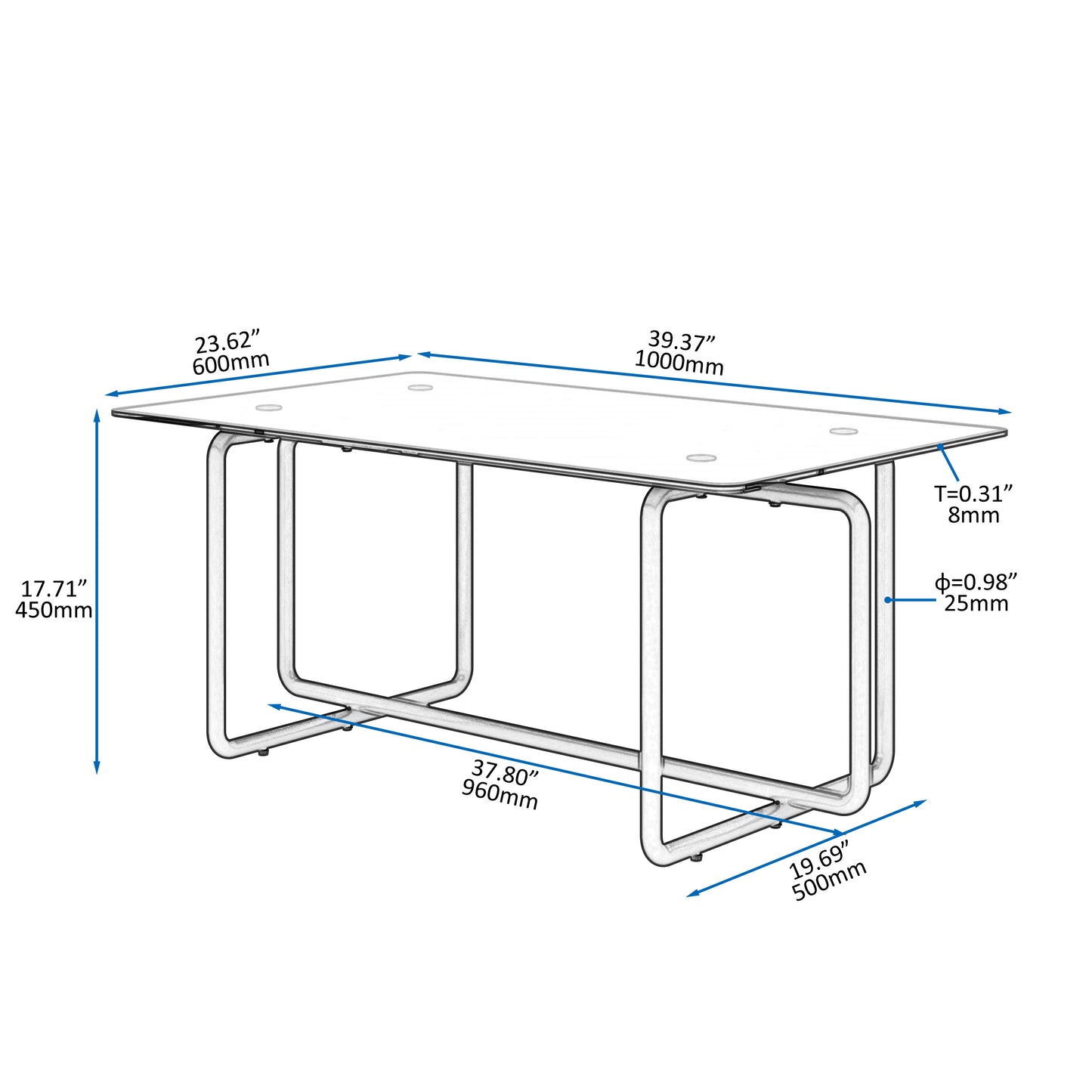 Modern Tempered Glass Tea Table Coffee Table - Table for Living Room, Black - Stylish and Functional - Ideal for Small Spaces - Elegant Design - Sturdy Construction - Tempered Glass Top - Sleek Black Finish - Compact Size