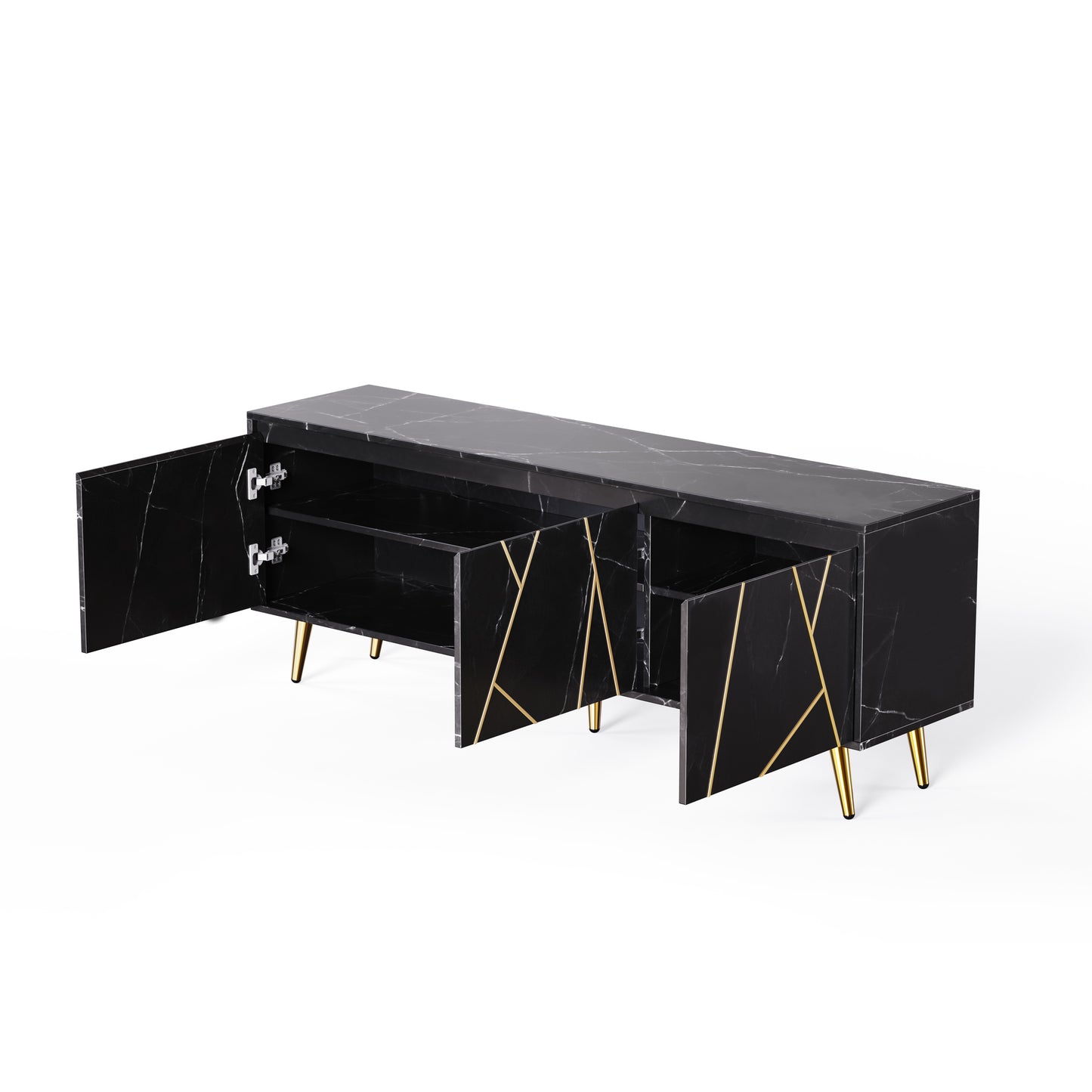 Modern TV Stand for 65" TV, Media Console Table, Entertainment Center with Large Storage Cabinet - Stylish and Functional Furniture for Living Room or Bedroom, Black