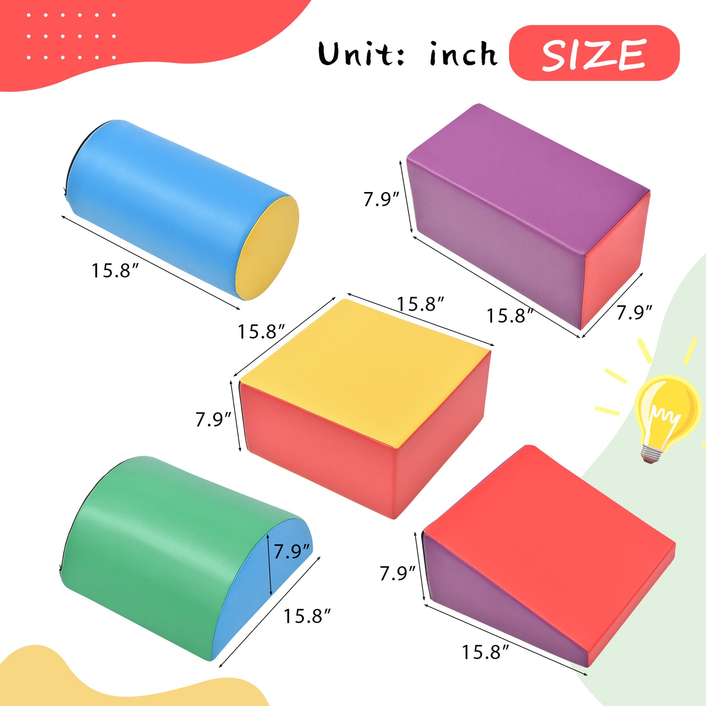 Soft Climb and Crawl Foam Playset - Safe Foam Nugget Shapes Block for Infants, Preschools, Toddlers, Kids Crawling and Climbing Indoor Play Structure