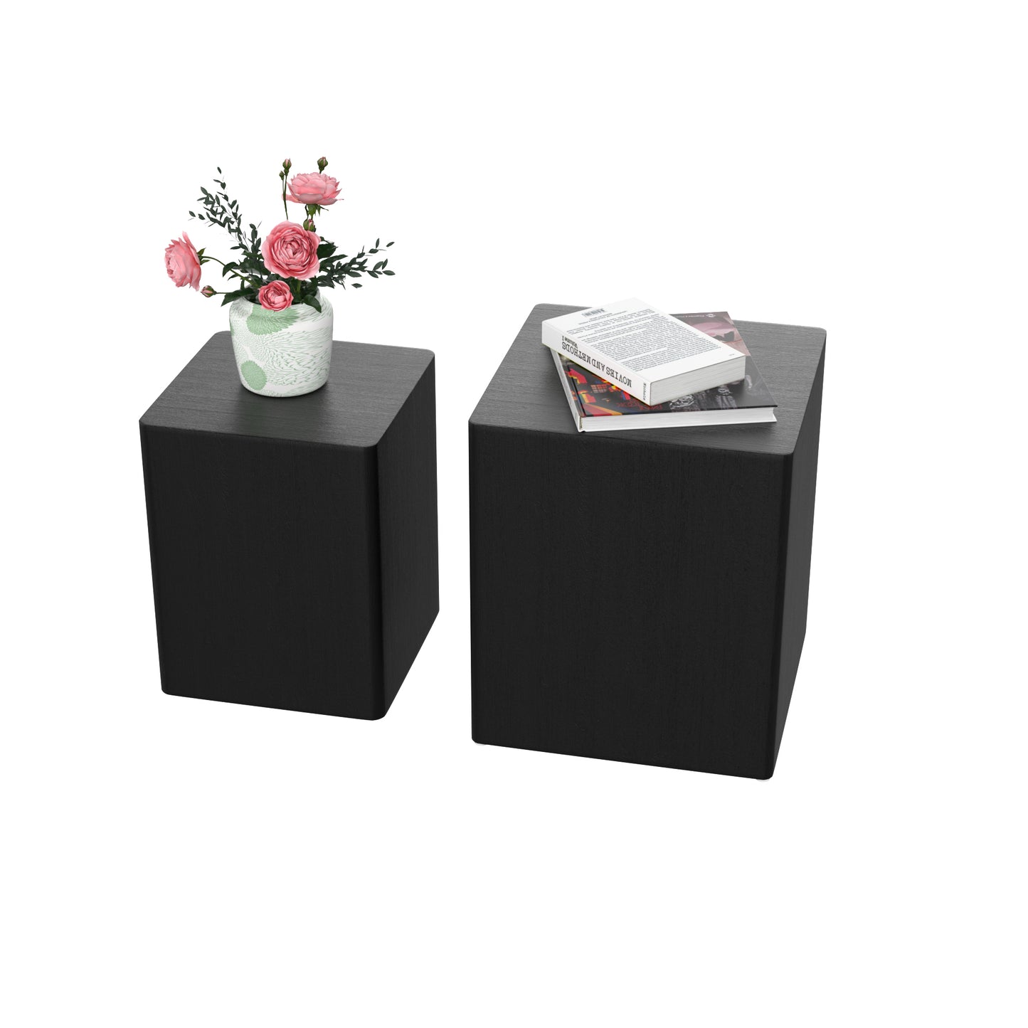 Upgrade MDF Nesting Table/Side Table/Coffee Table/End Table for Living Room, Office, Bedroom - Black Oak, Set of 2