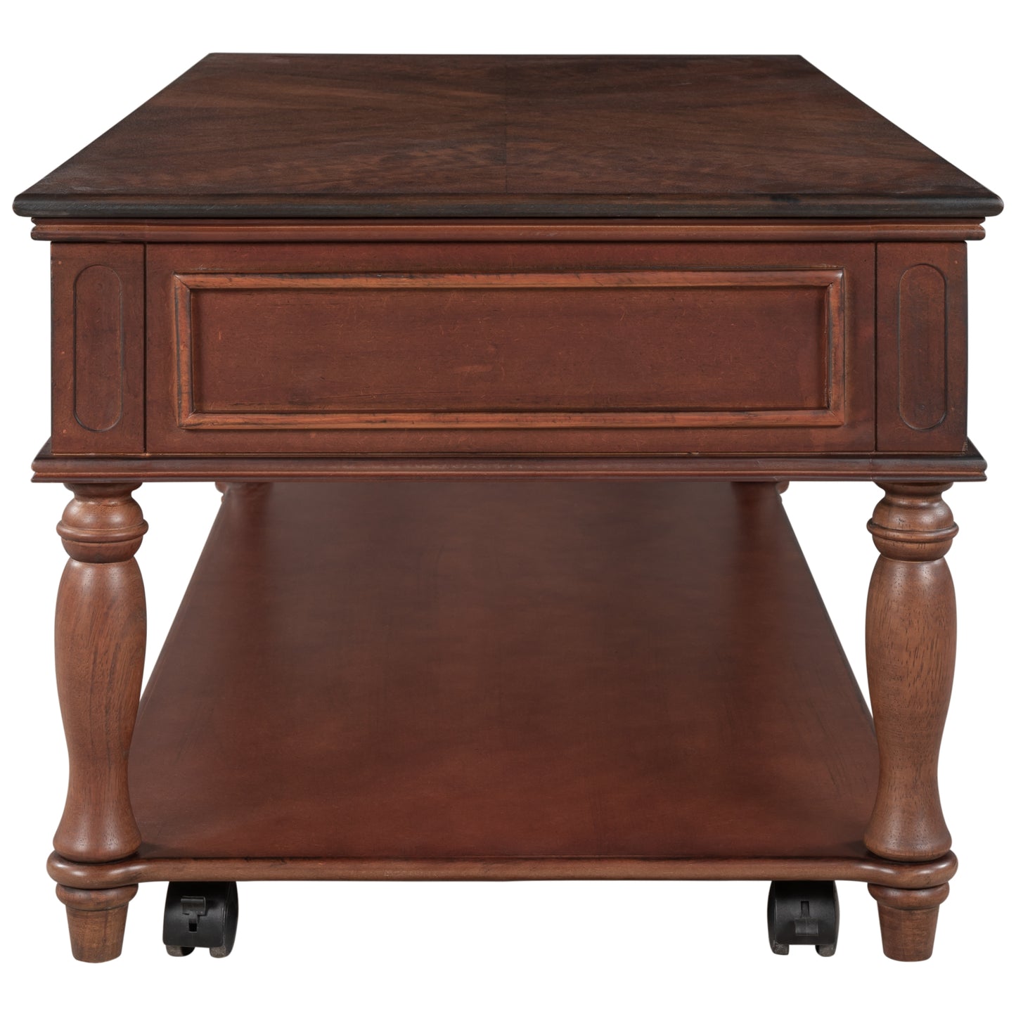 Retro Cocktail Table Coffee Table for Livingroom - Easy Assembly, Movable & Stylish with Caster Wheels - Espresso Finish