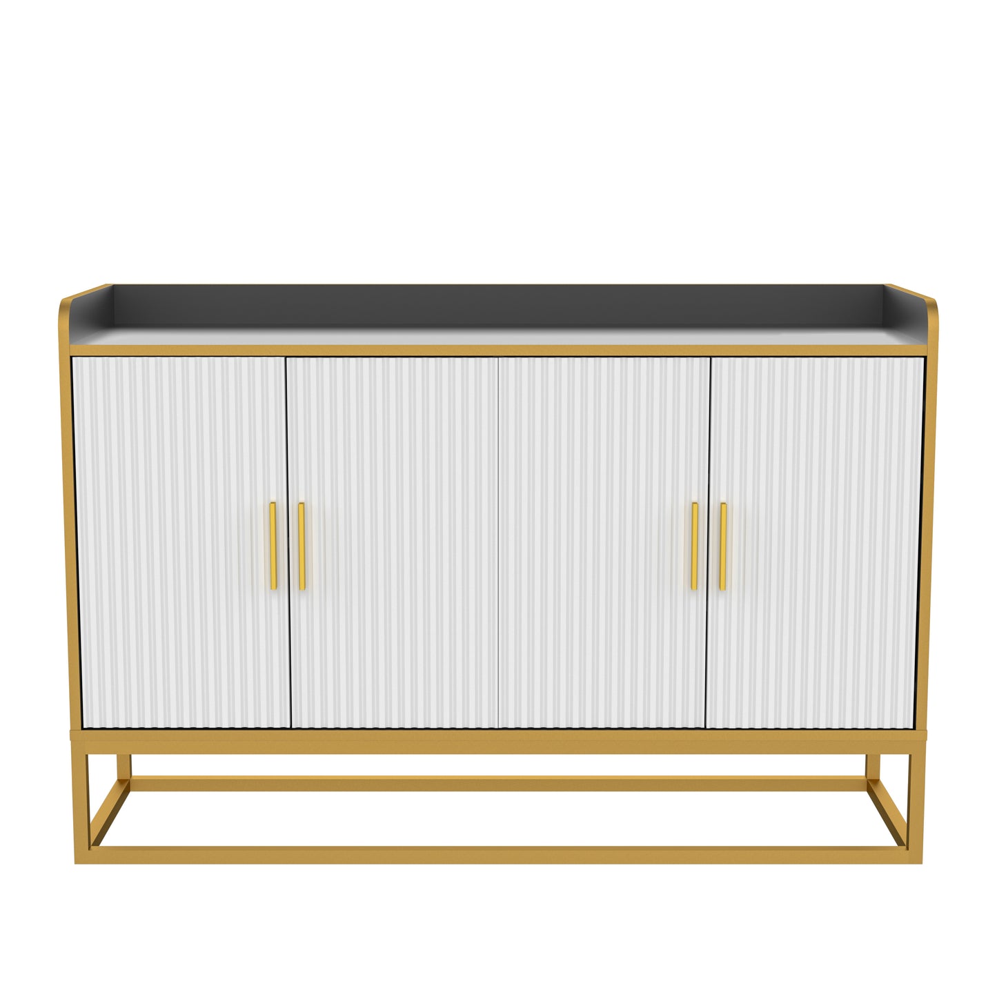 Modern Kitchen Buffet Storage Cabinet Cupboard - Gloss Finish - Ideal for Living Room & Kitchen - Black