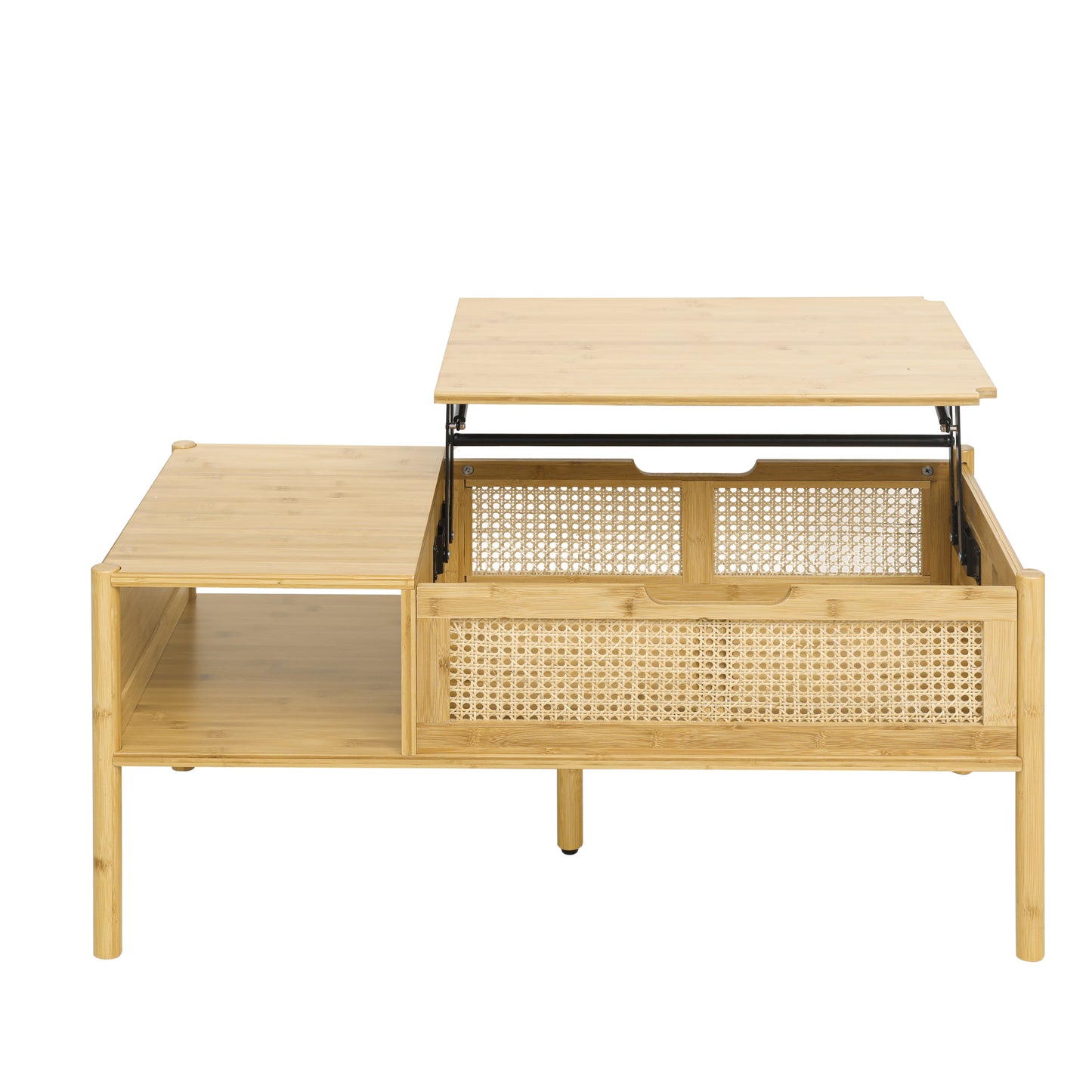 Coffee Table, Top Lifting, Natural Bamboo and Rattan - Ideal for Living Room Décor with Elegant Design, Durable Construction, and Convenient Storage Space - Available in Multiple Sizes and Earthy Tones
