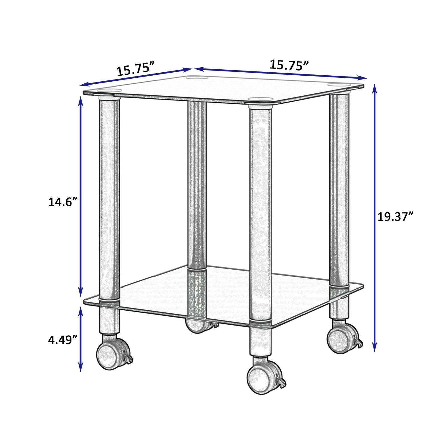 2-Piece Black Side Table: 2-Tier Space End Table, Modern Night Stand with Storage Shelve