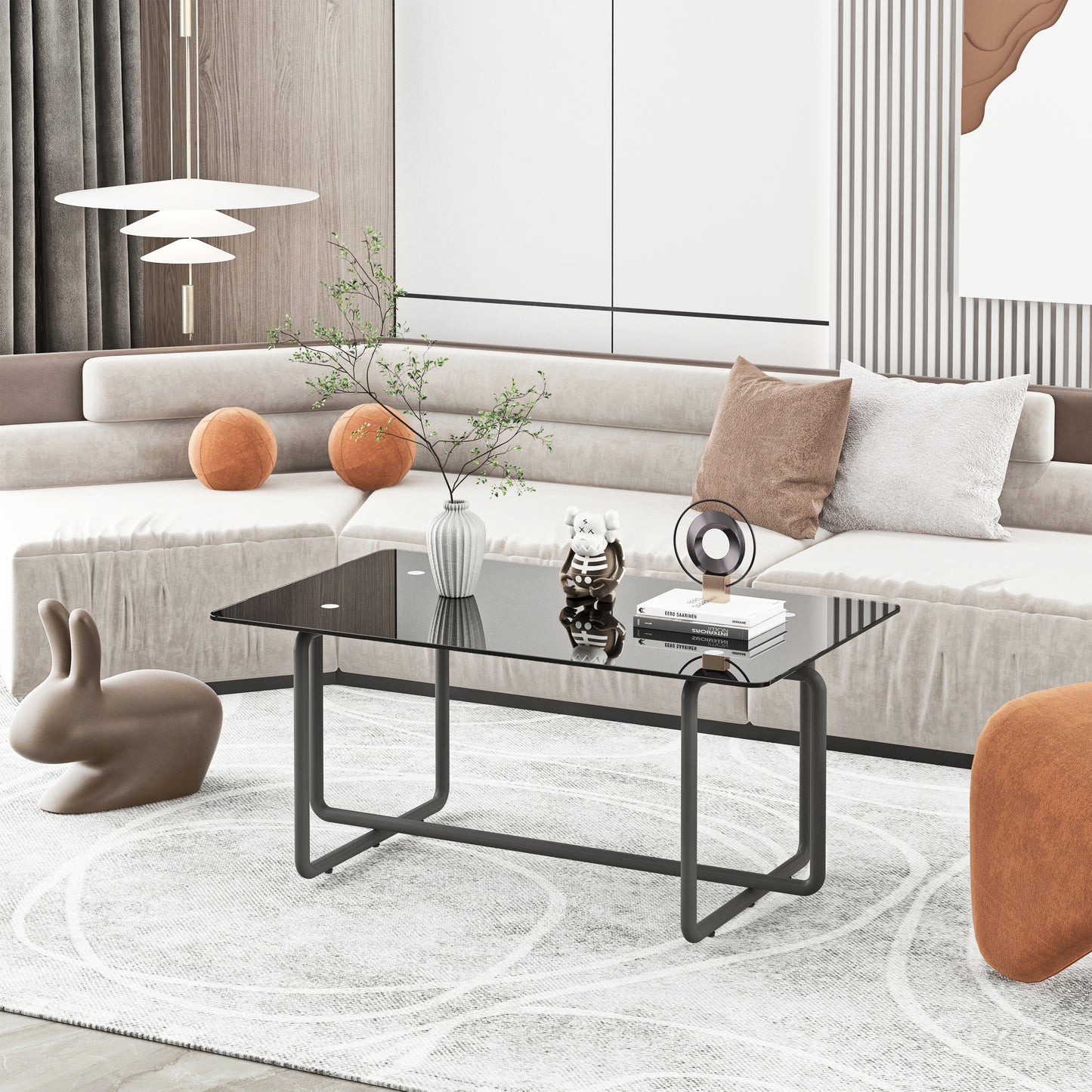 Modern Tempered Glass Tea Table Coffee Table - Table for Living Room, Black - Stylish and Functional - Ideal for Small Spaces - Elegant Design - Sturdy Construction - Tempered Glass Top - Sleek Black Finish - Compact Size