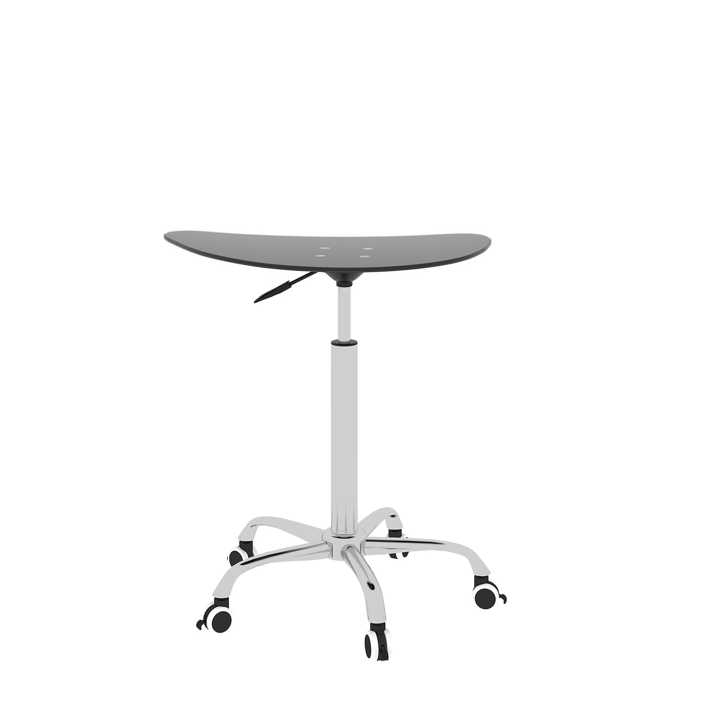 Adjustable Height Black Tempered Glass Table Desk with Lockable Wheels | Adjustable Range 24.2" to 32.7"