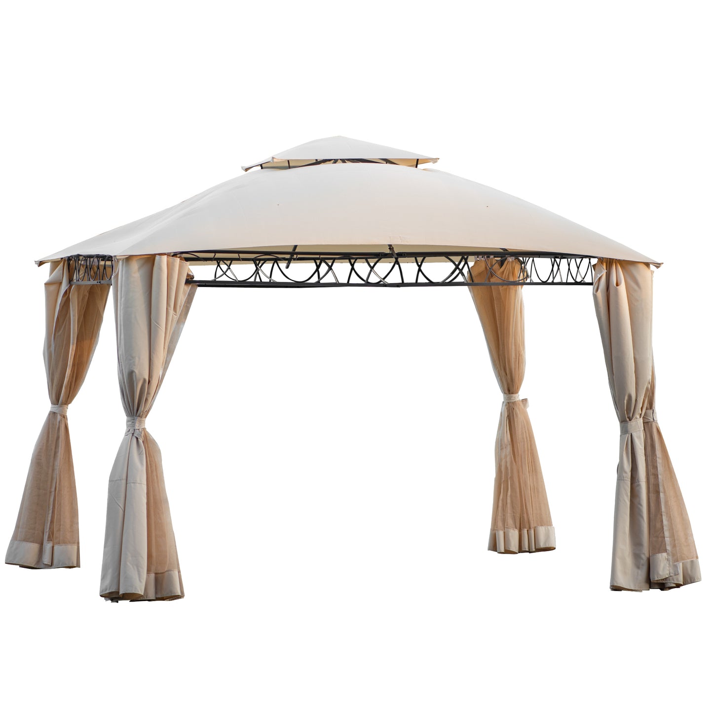 Double Tiered Grill Canopy: Outdoor BBQ Gazebo Tent with UV Protection, Beige - U_STYLE (VIDEO)