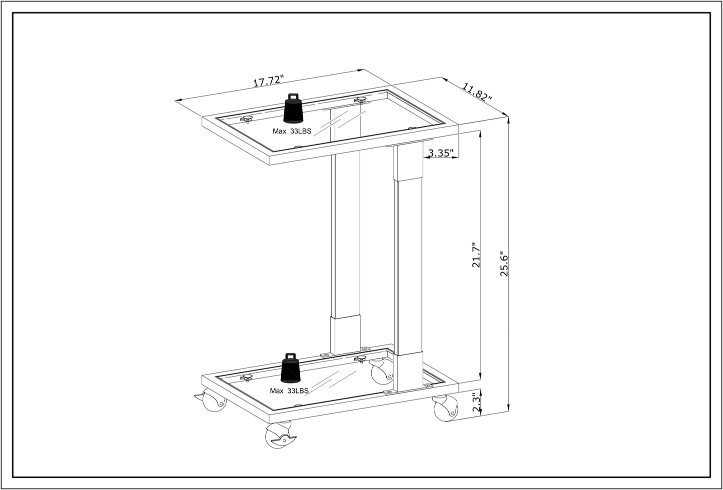 Chrome Glass Side Table - Acrylic End Table with Metal Base for Living Room, Bedroom, Balcony Home and Office - Glass Top C Shape Square Table - Stylish and Functional Furniture - Multiple Colors and Sizes Available